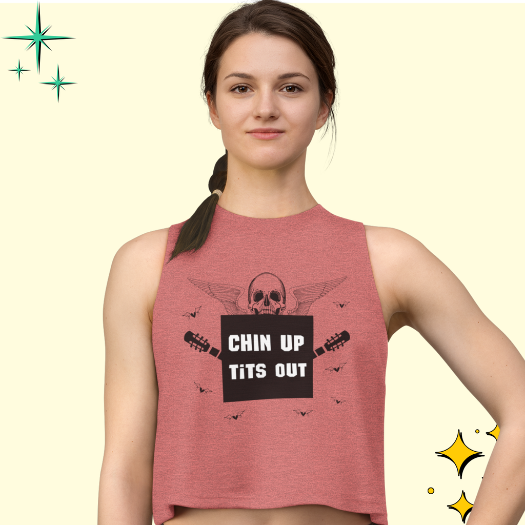 Chin Up Tits Out Skull & Wings Crop Top — Edgy Women's Tank