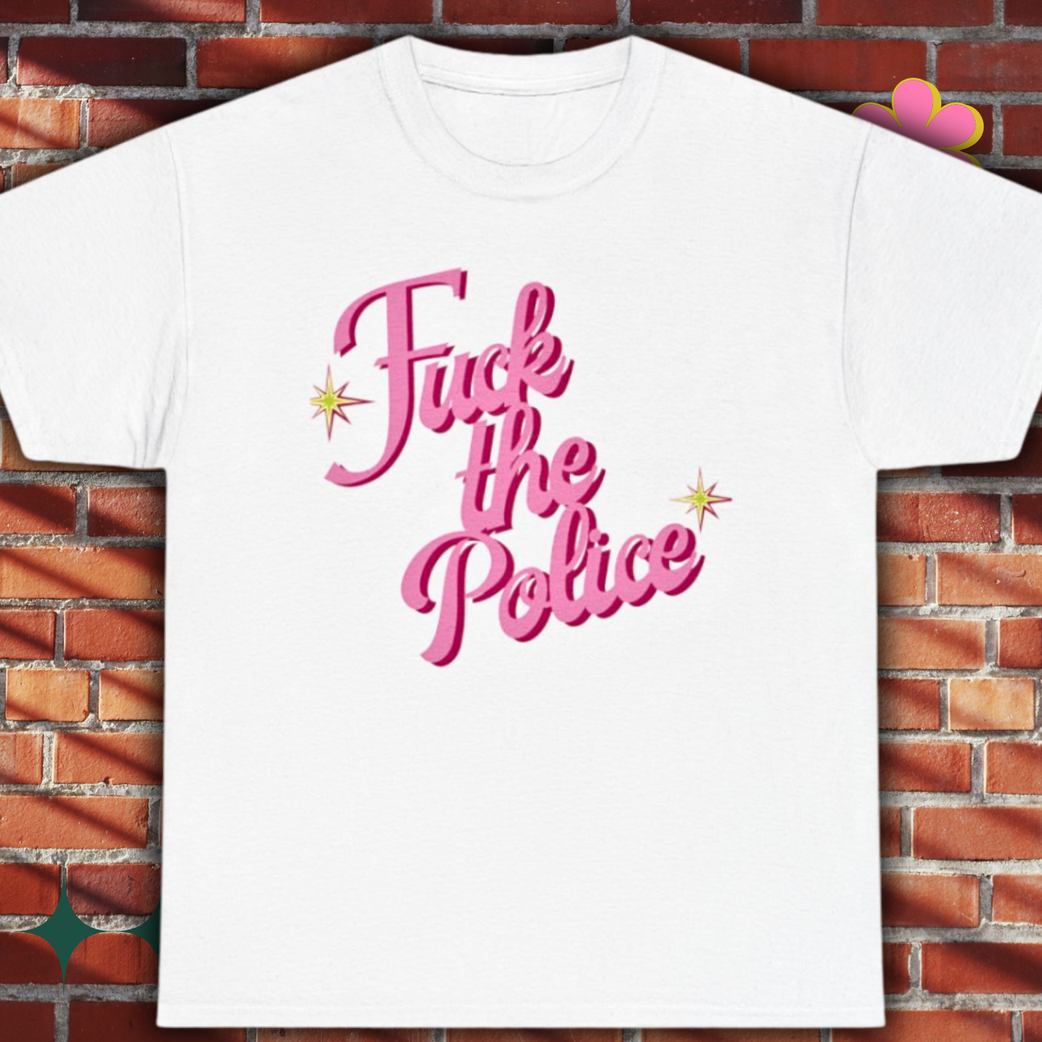 Fuck the Police Tee | Pink Retro MCM Script Protest Shirt