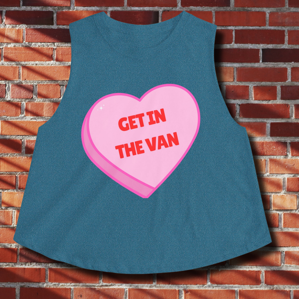 'Get in the Van' Pink Conversation Heart (Funny Adult Humor) Women's Crop Top