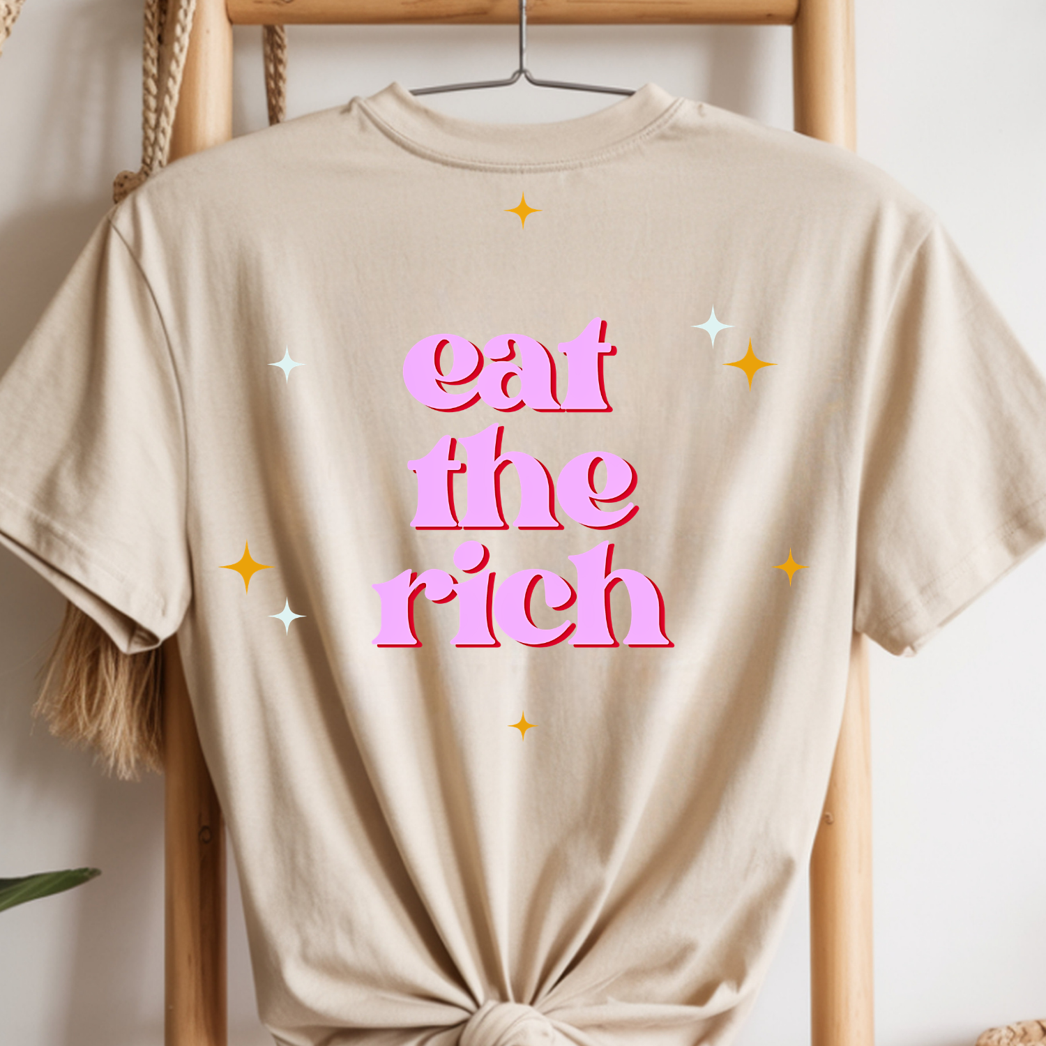 Eat The Rich T‑Shirt — Retro Pink Slogan Tee