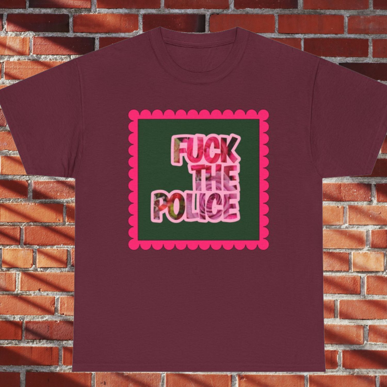 Fuck The Police Rose Tee — Feminine Pink Protest T-Shirt