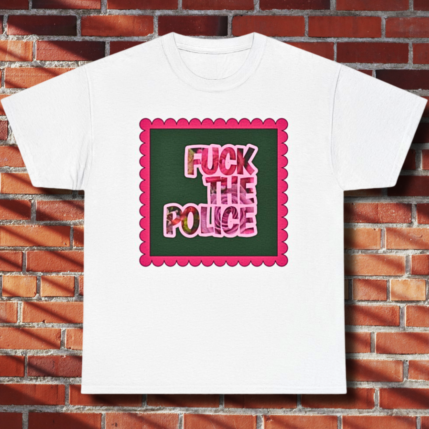 Fuck The Police Rose Tee — Feminine Pink Protest T-Shirt