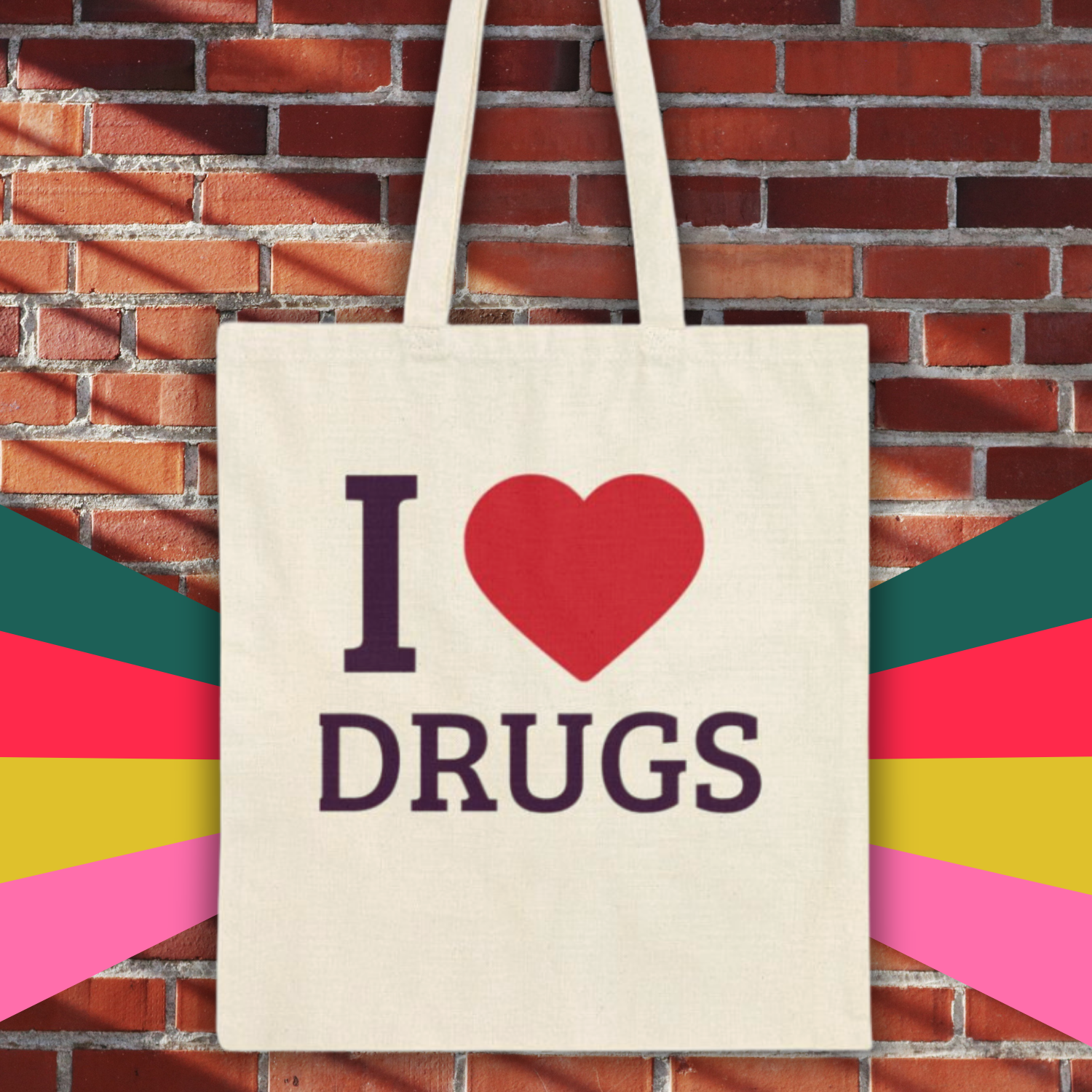 I  DRUGS Novelty Cotton Canvas Tote Bag