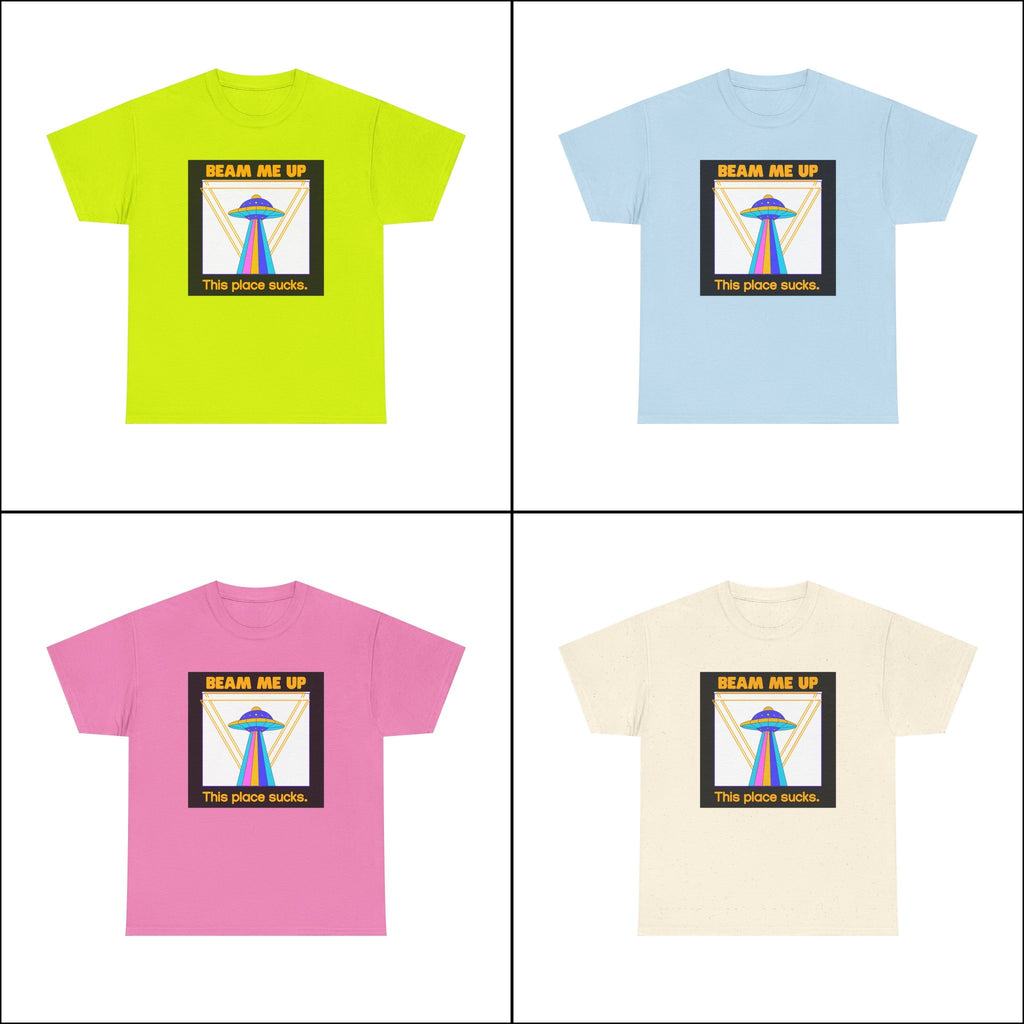 'Beam Me Up' Funny UFO Unisex Cotton T-Shirt