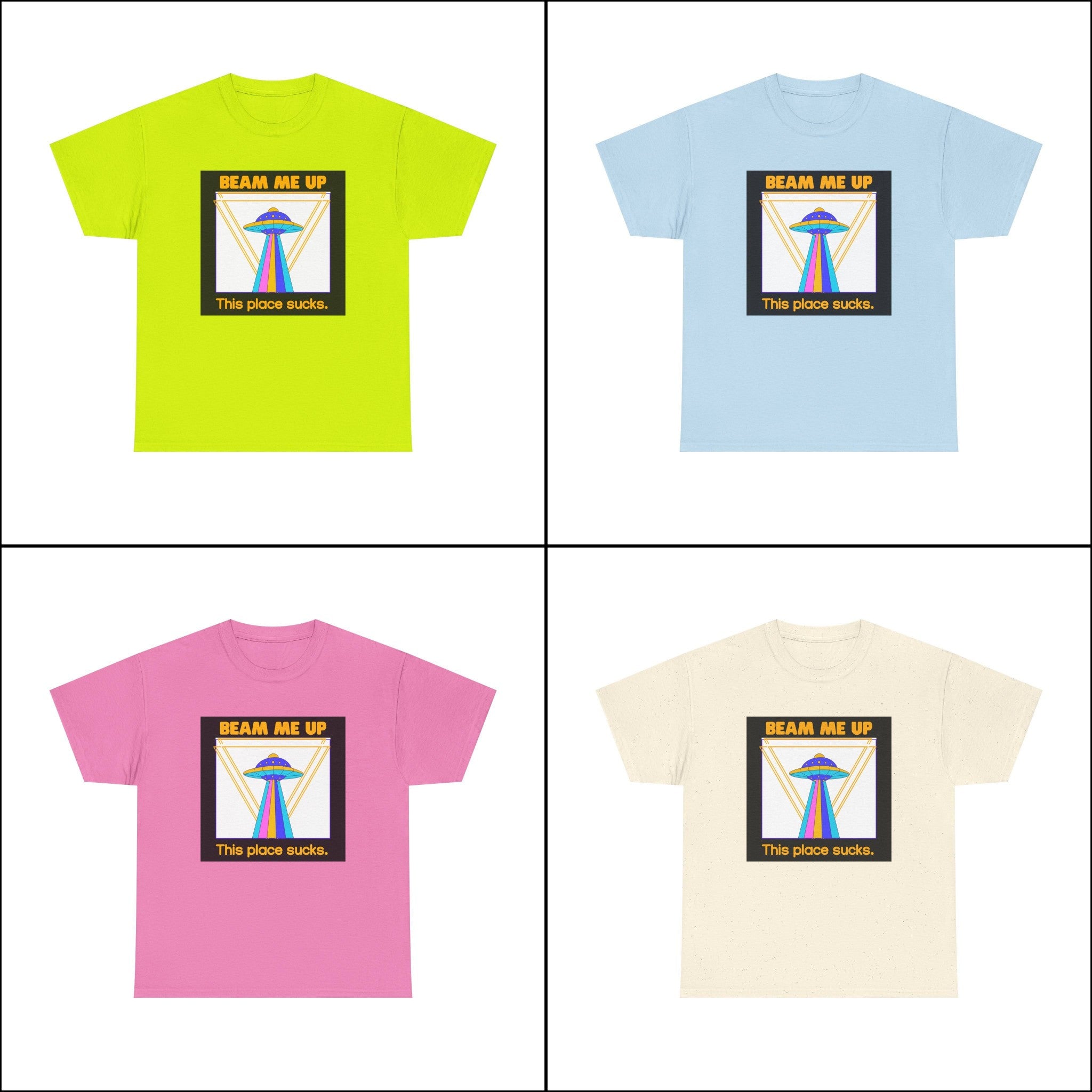 'Beam Me Up' Funny UFO Unisex Cotton T-Shirt