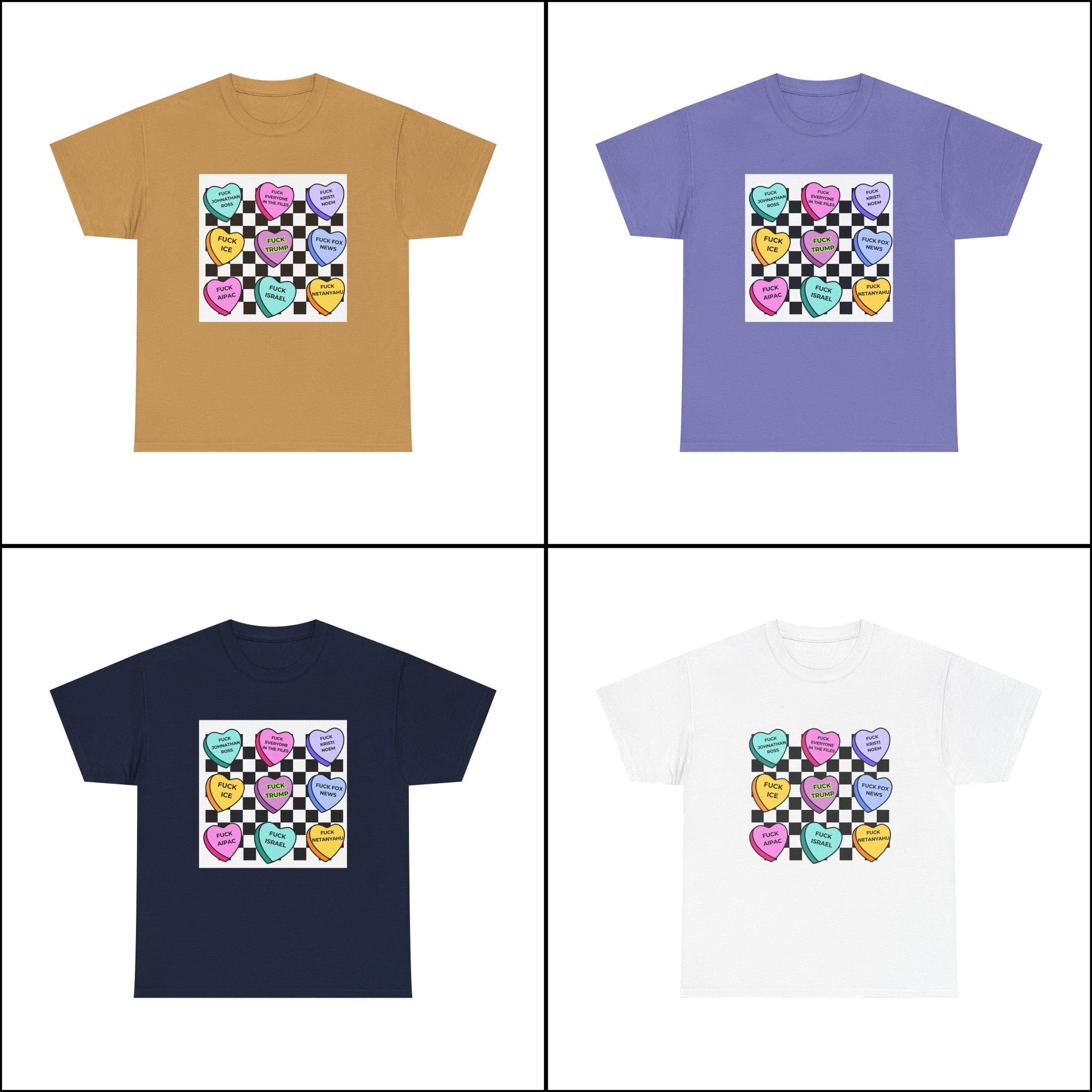 Political Conversation Heart Checkerboard Unisex CottonT-Shirt