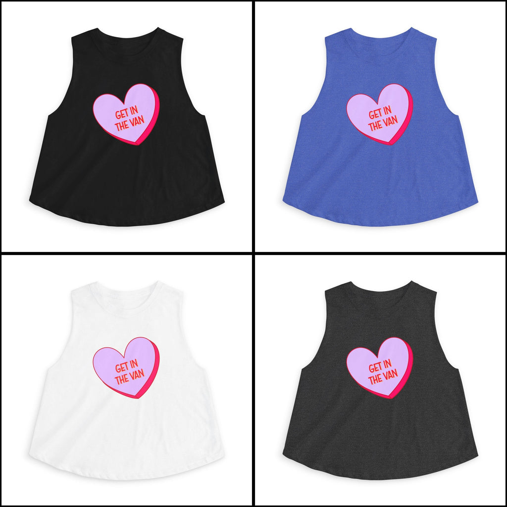 'Get in the Van' Pink Conversation Heart Women's Crop Top Tee