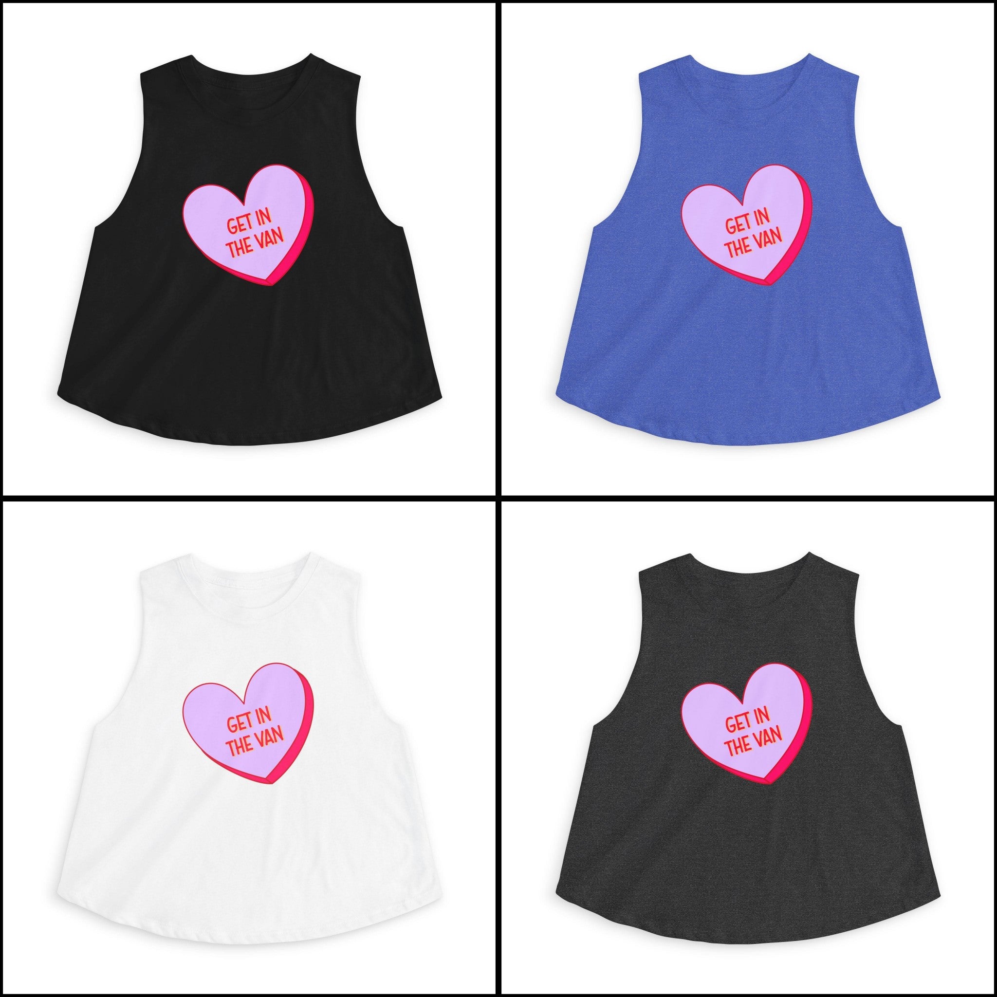 'Get in the Van' Pink Conversation Heart Women's Crop Top Tee