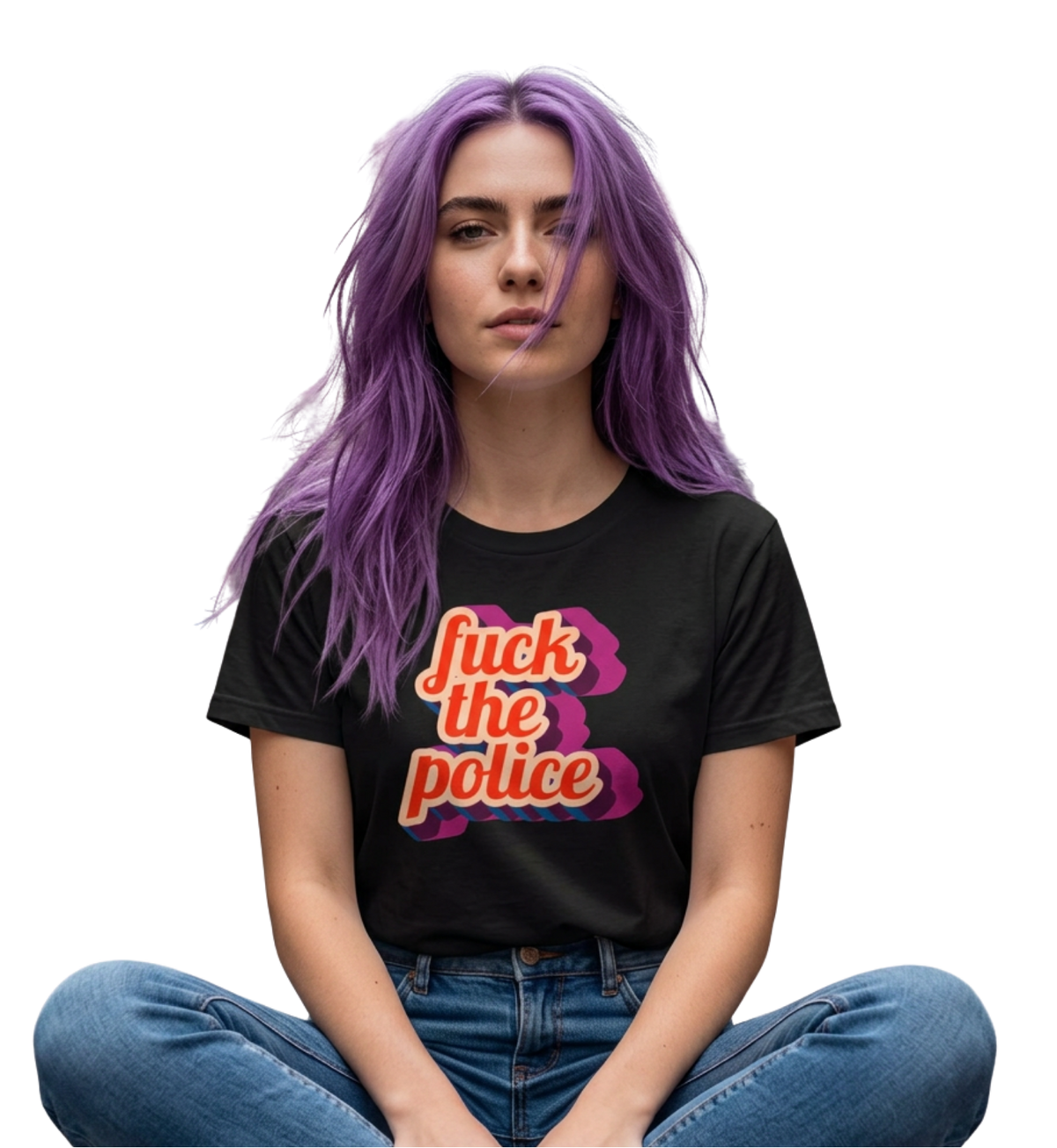 Fuck the Police Retro Script Unisex Cotton Protest T-shirt