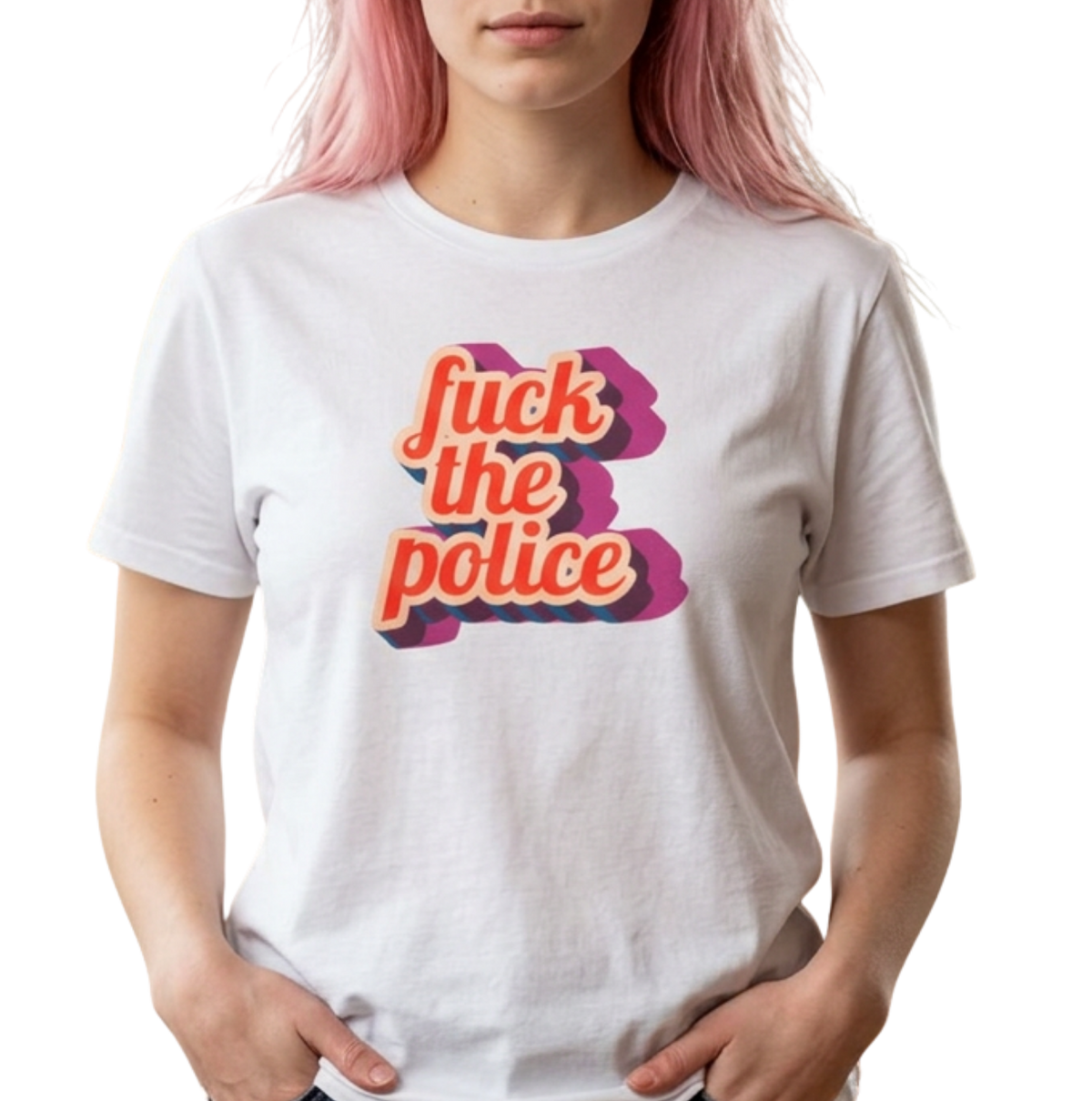 Fuck the Police Retro Script Unisex Cotton Protest T-shirt