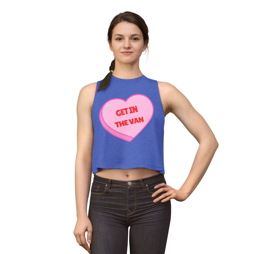 'Get in the Van' Pink Conversation Heart (Funny Adult Humor) Women's Crop Top