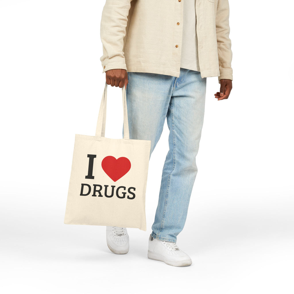 I  DRUGS Novelty Cotton Canvas Tote Bag