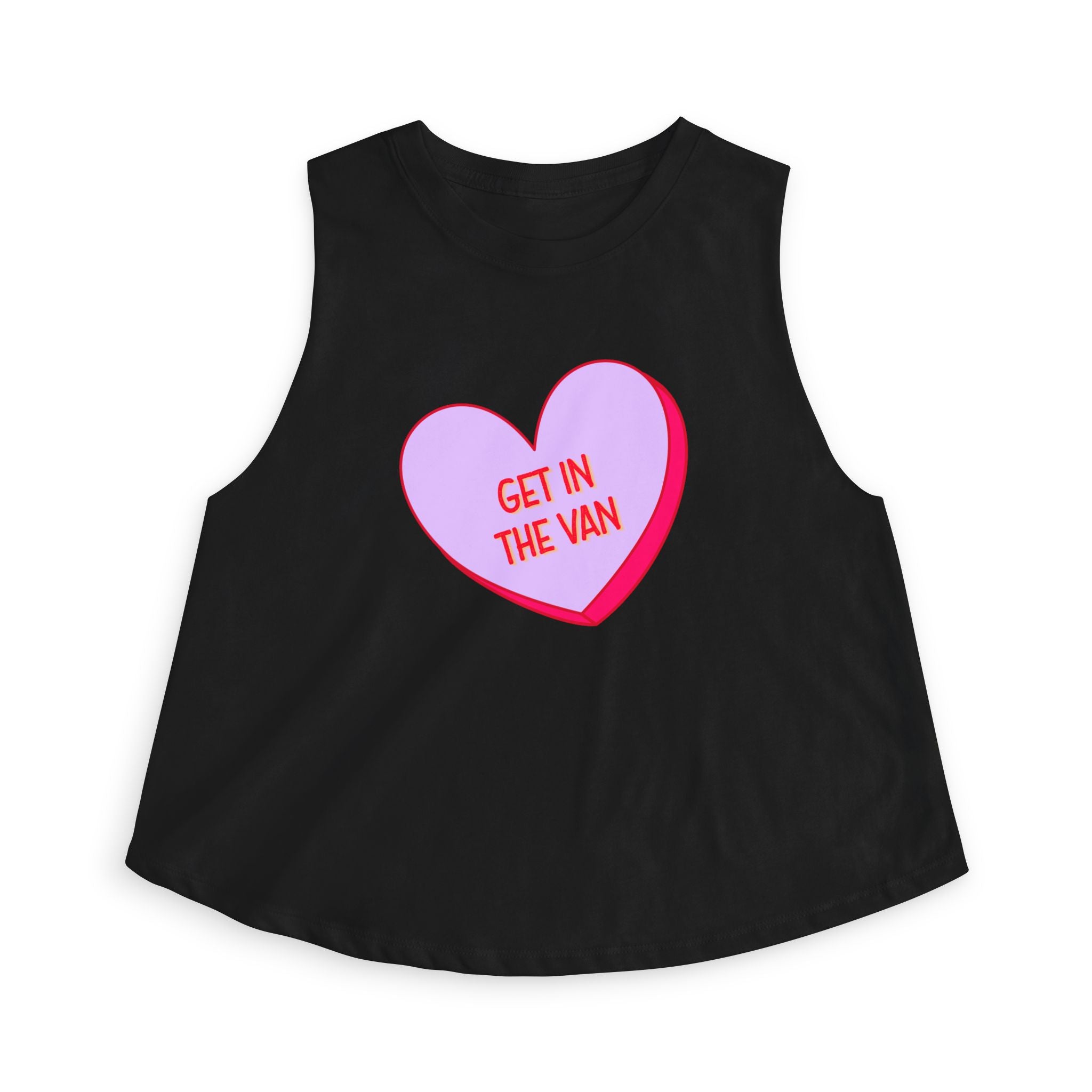 'Get in the Van' Pink Conversation Heart Women's Crop Top Tee
