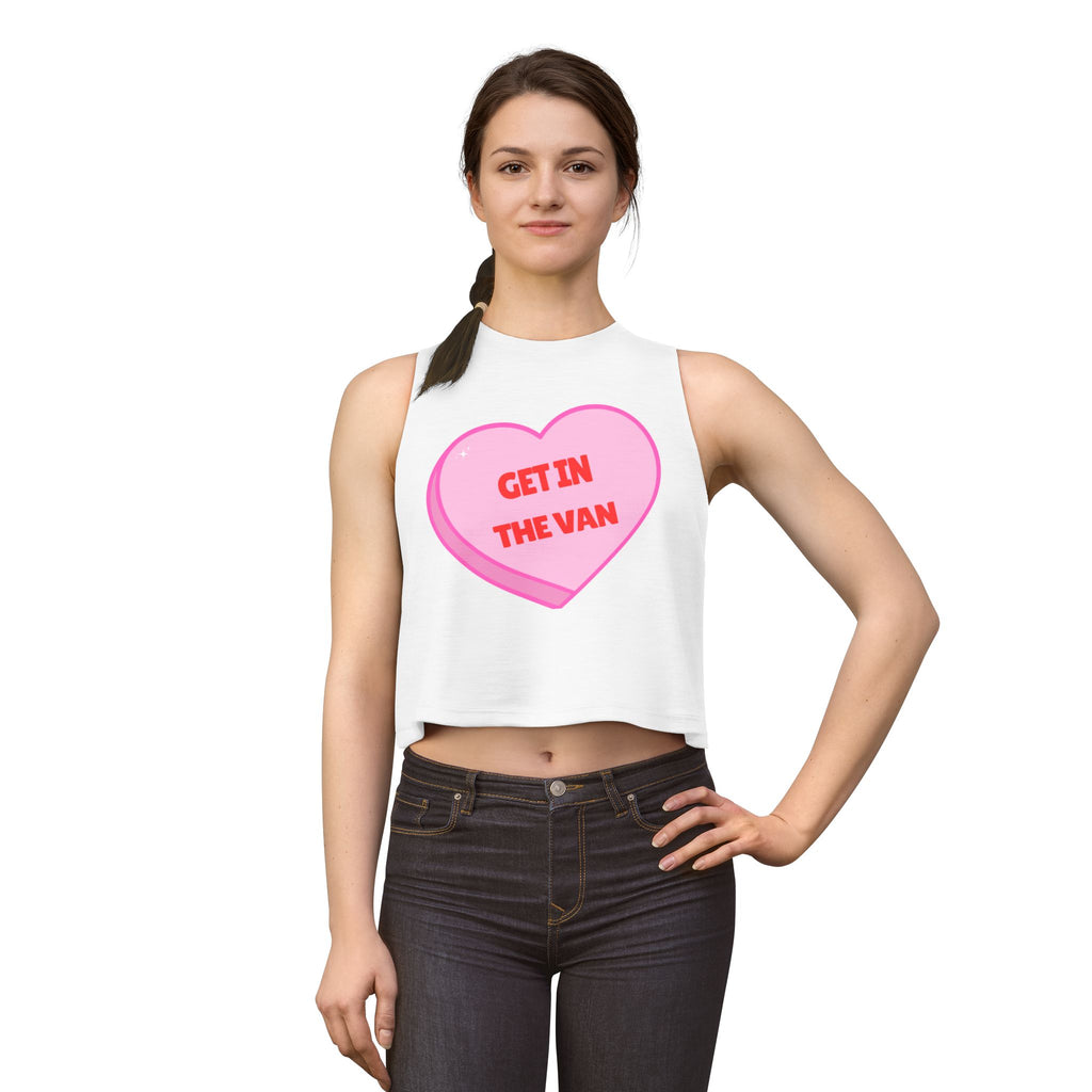 'Get in the Van' Pink Conversation Heart (Funny Adult Humor) Women's Crop Top