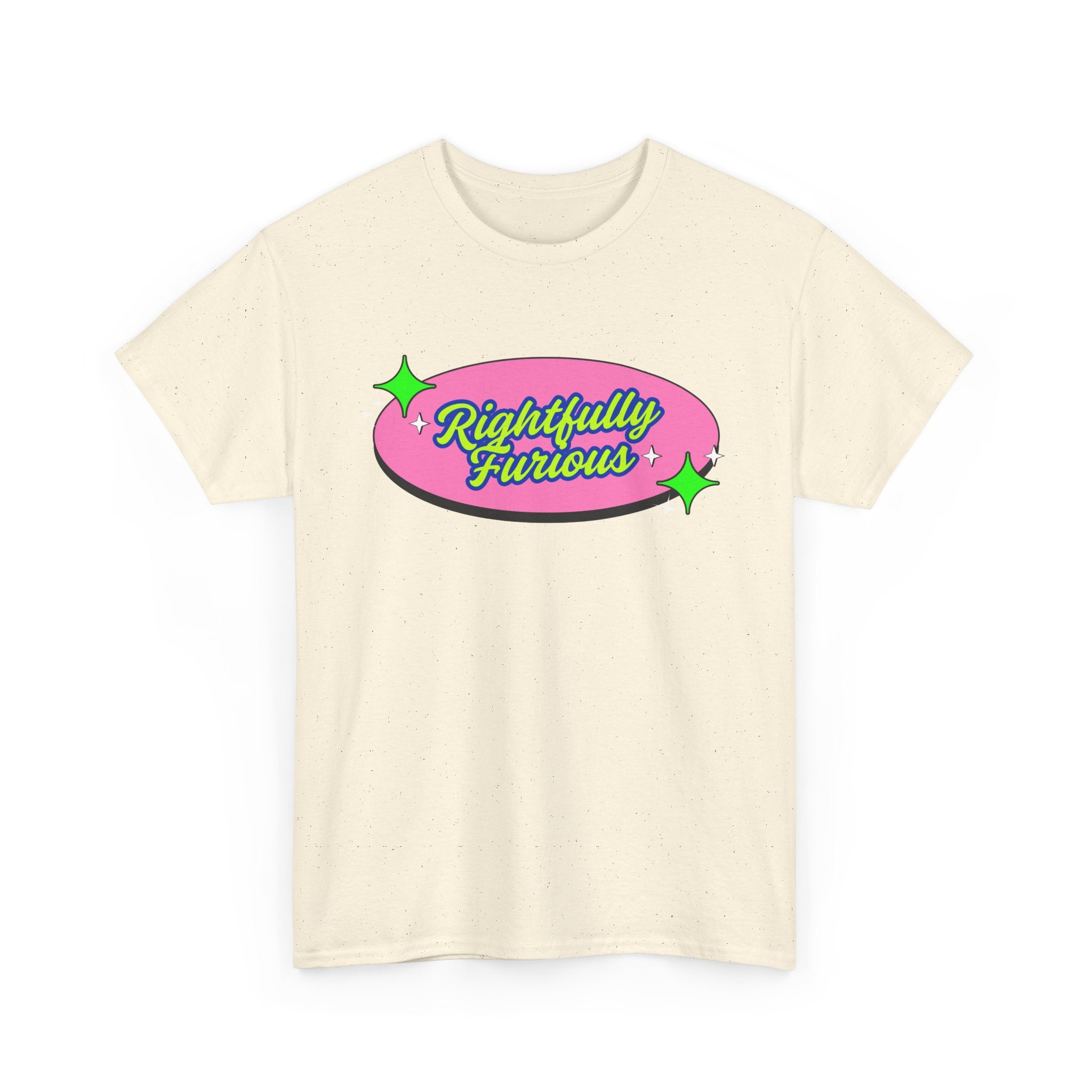 Rightfully Furious Retro Pink & Neon Graphic T-Shirt — "