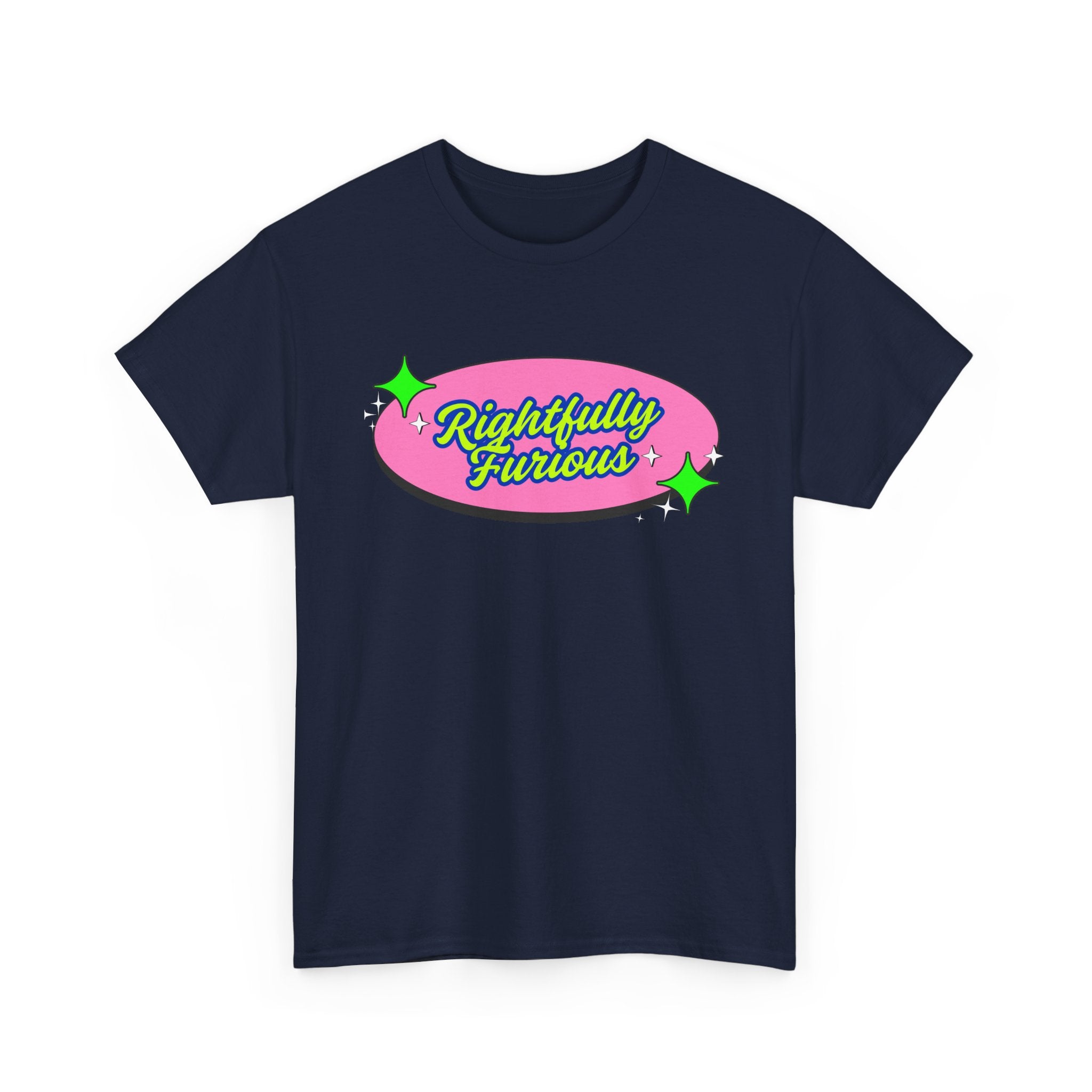 Rightfully Furious Retro Pink & Neon Graphic T-Shirt — "