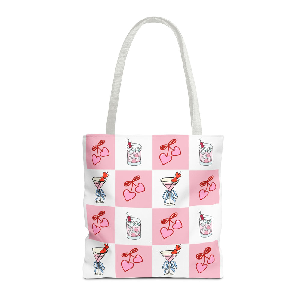 Valentine Cocktail Tote Bag – Pink Heart & Cherry Martinis AOP Tote