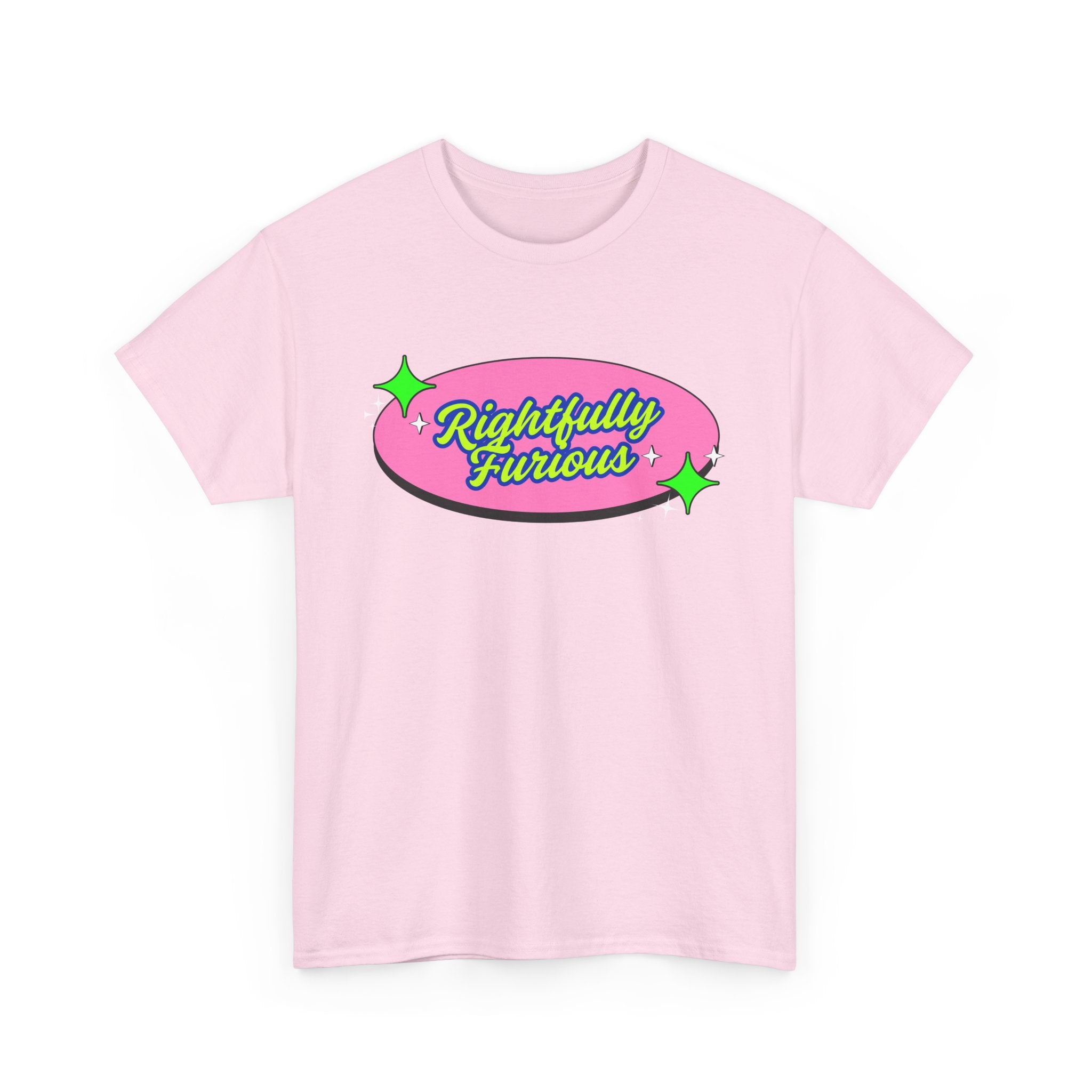 Rightfully Furious Retro Pink & Neon Graphic T-Shirt — "