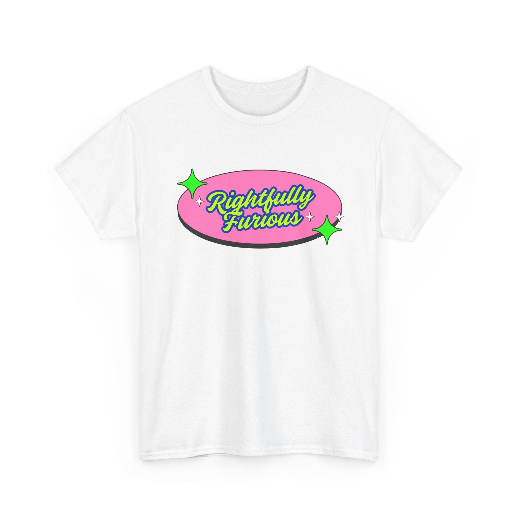Rightfully Furious Retro Pink & Neon Graphic T-Shirt — "