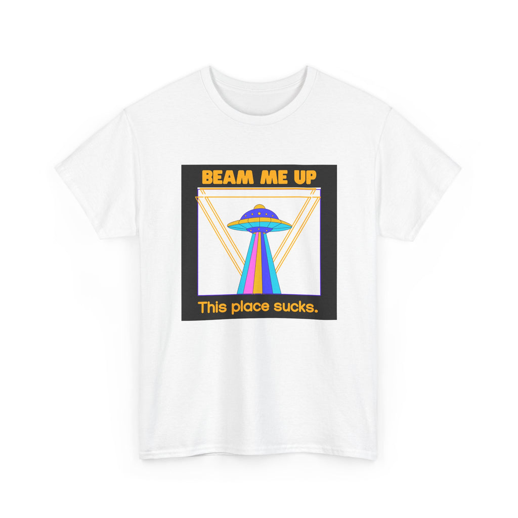 'Beam Me Up' Funny UFO Unisex Cotton T-Shirt