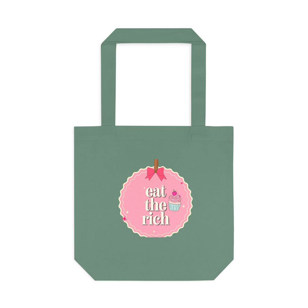 'Eat the Rich' Coquette Pink Cupcake Cotton Canvas Tote Bag