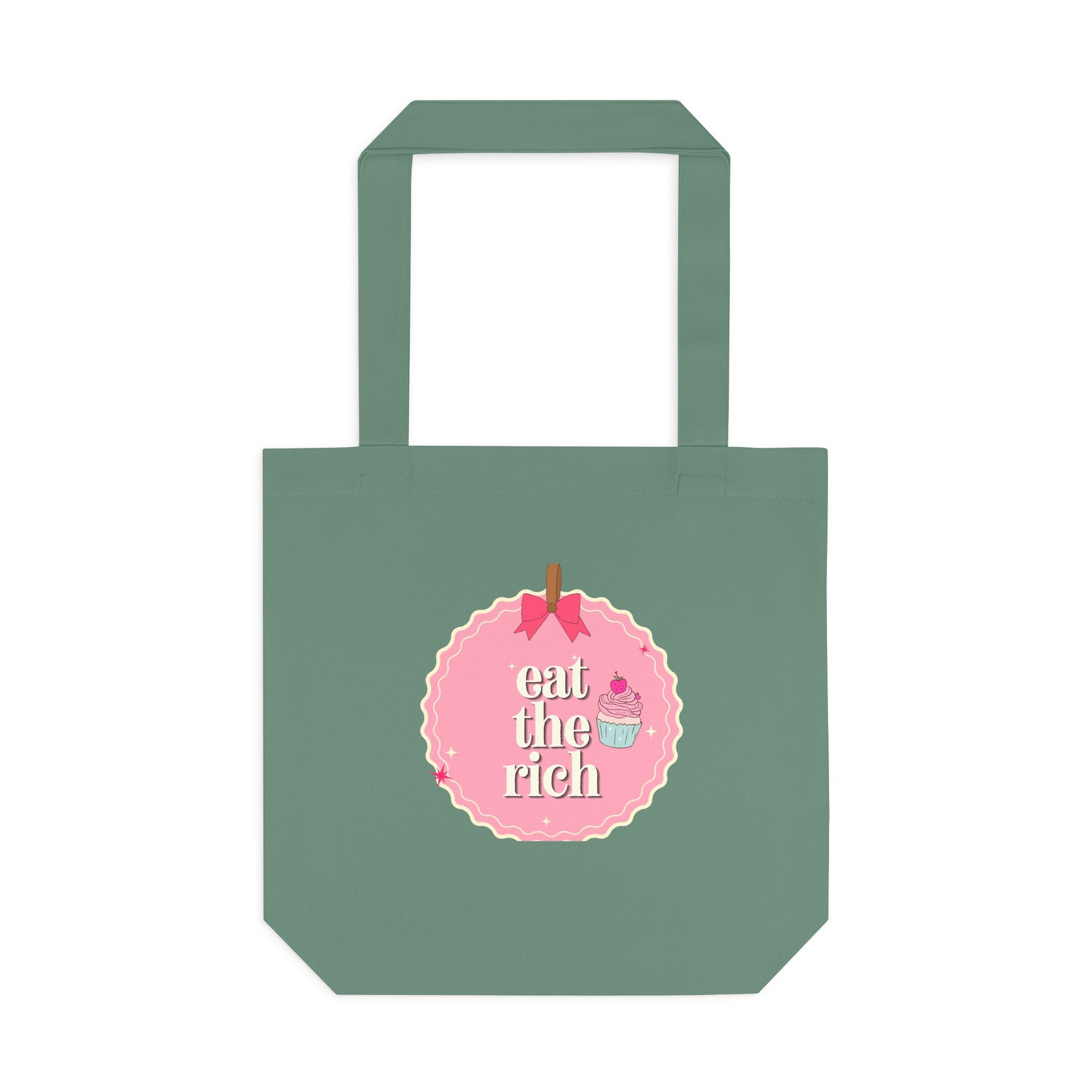 'Eat the Rich' Coquette Pink Cupcake Cotton Canvas Tote Bag