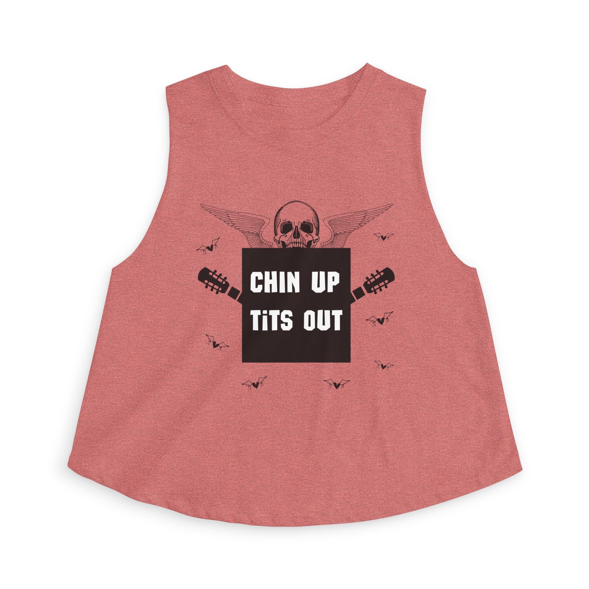 Chin Up Tits Out Skull & Wings Crop Top — Edgy Women's Tank
