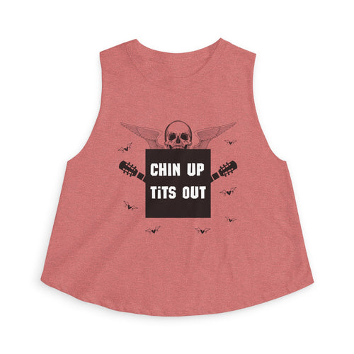 Chin Up Tits Out Skull & Wings Crop Top — Edgy Women's Tank