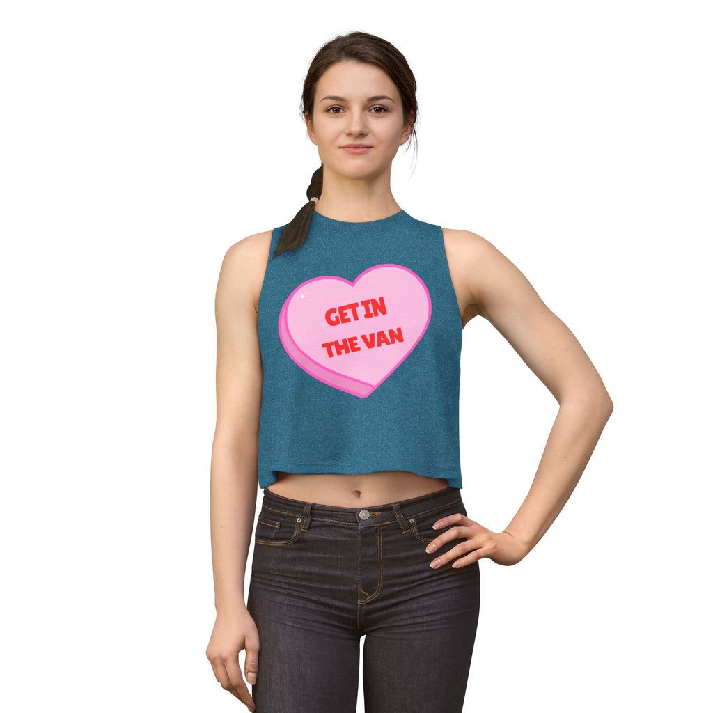 'Get in the Van' Pink Conversation Heart (Funny Adult Humor) Women's Crop Top