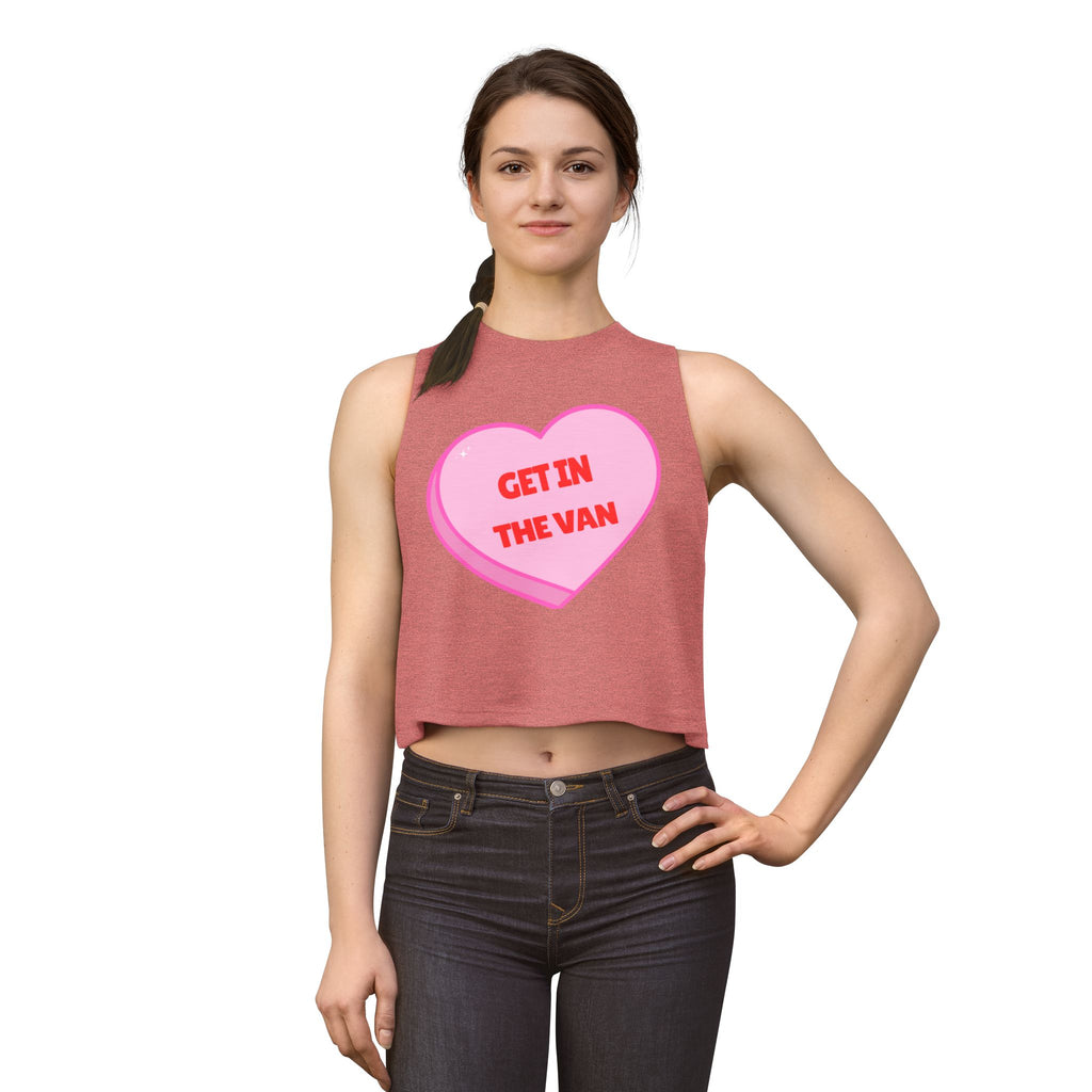 'Get in the Van' Pink Conversation Heart (Funny Adult Humor) Women's Crop Top