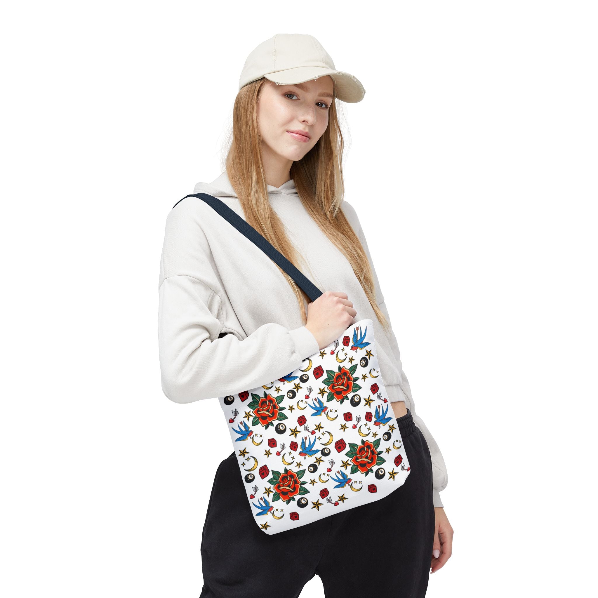 Vintage Tattoo Rose Pattern Tote Bag