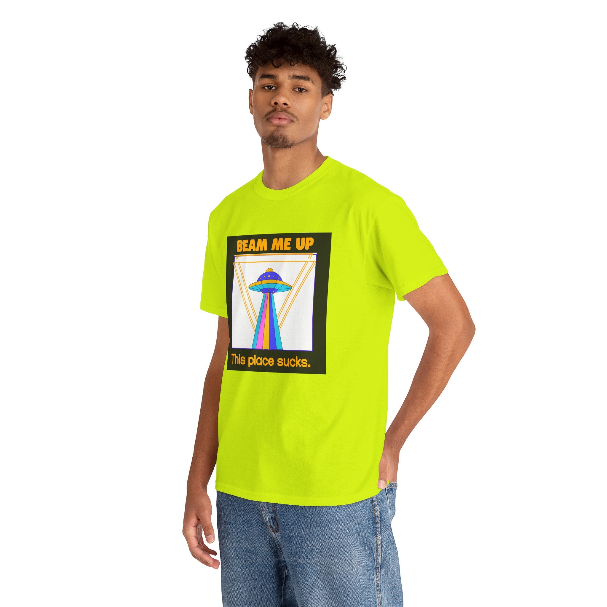 'Beam Me Up' Funny UFO Unisex Cotton T-Shirt