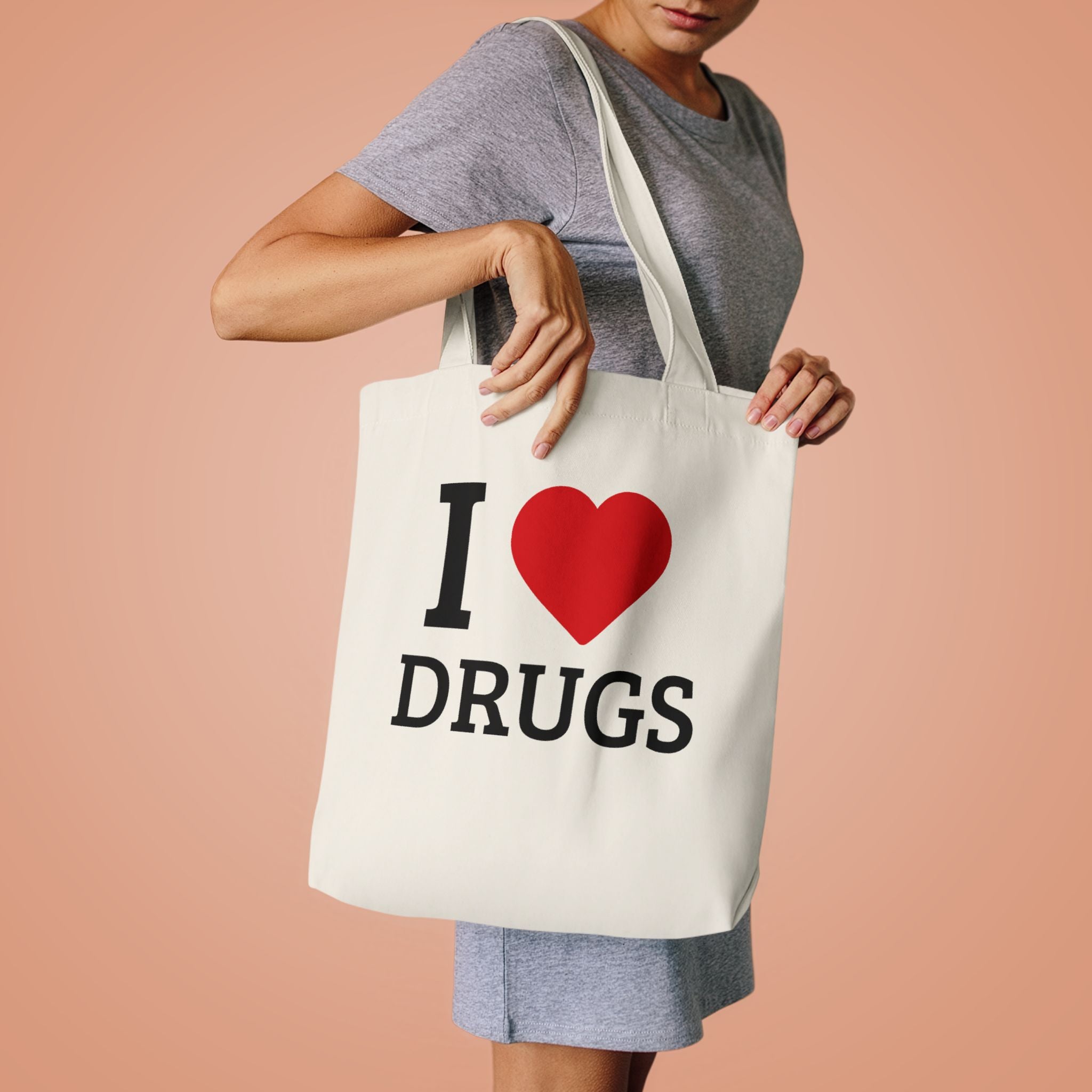 'I HEART DRUGS' Cotton Canvas Tote Bag