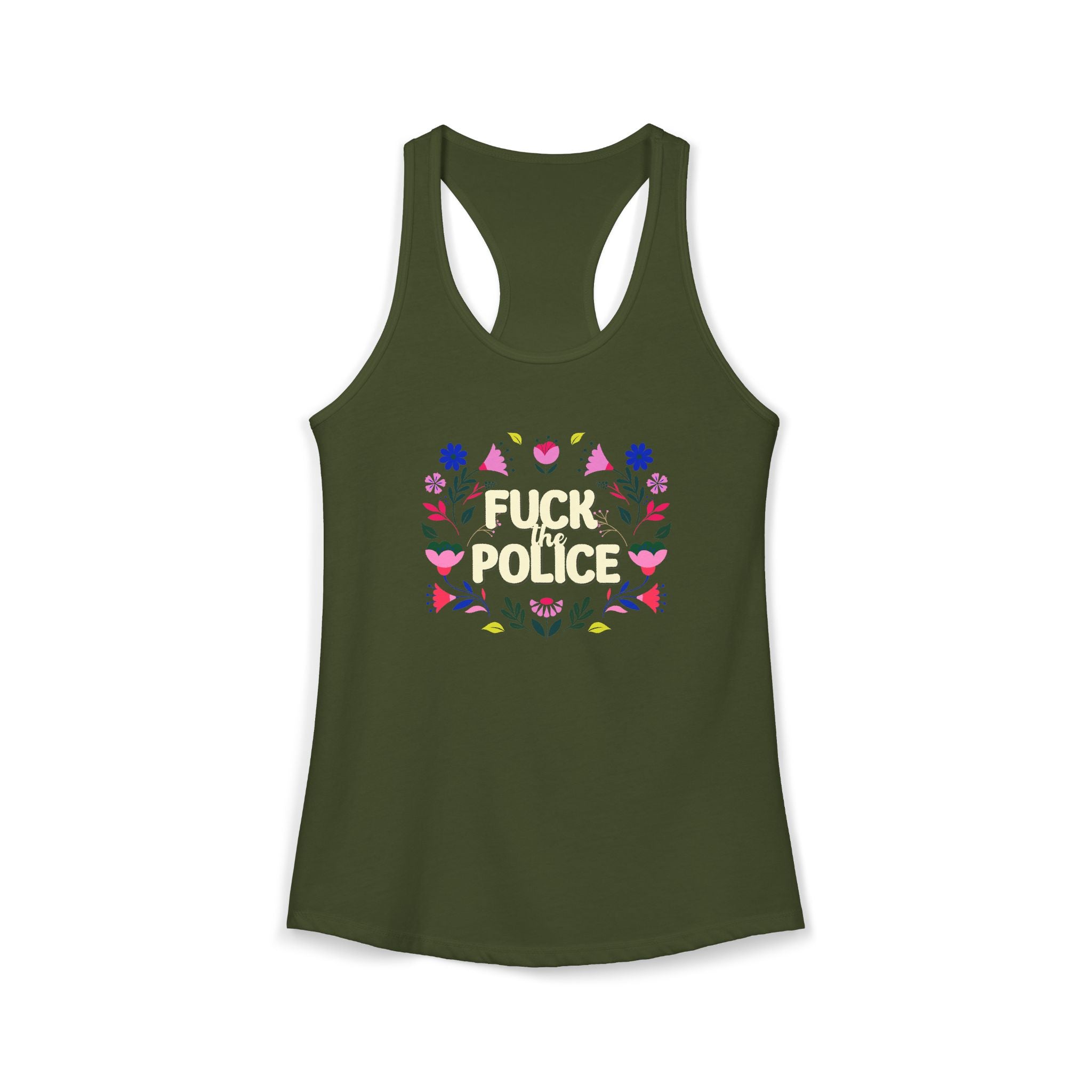 'Fuck The Police' Floral Boho Tank Top