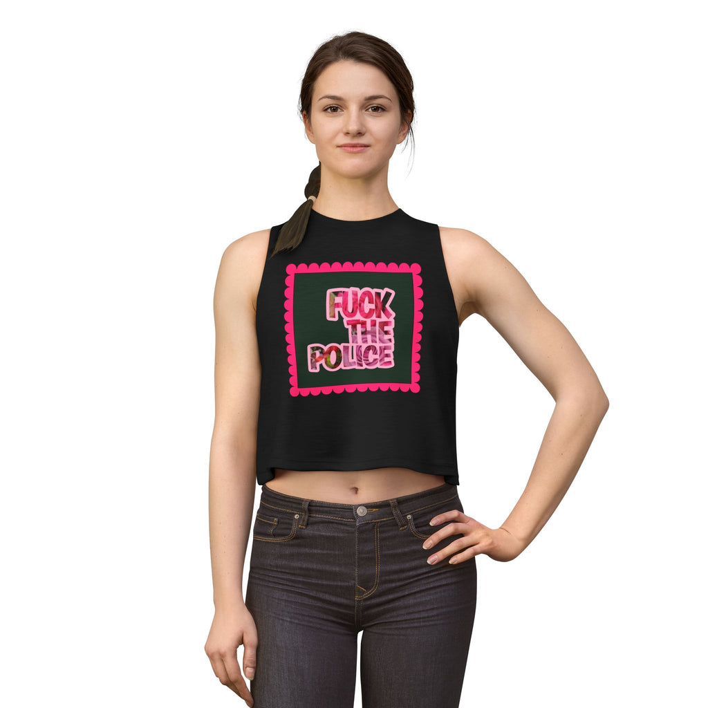 Crop Top — 'F*** the Police' Pink Graphic Protest Tank