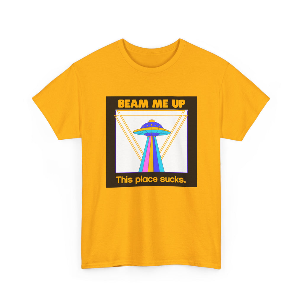 'Beam Me Up' Funny UFO Unisex Cotton T-Shirt