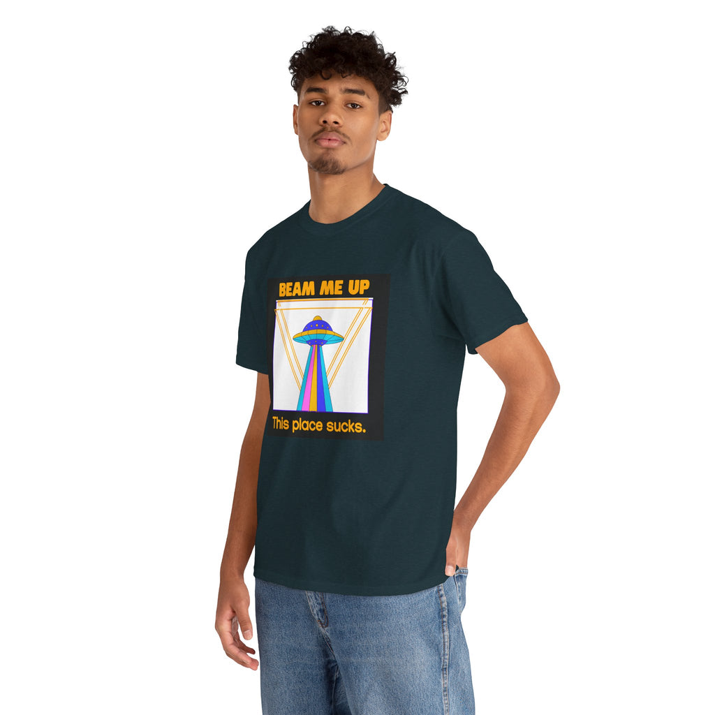 'Beam Me Up' Funny UFO Unisex Cotton T-Shirt