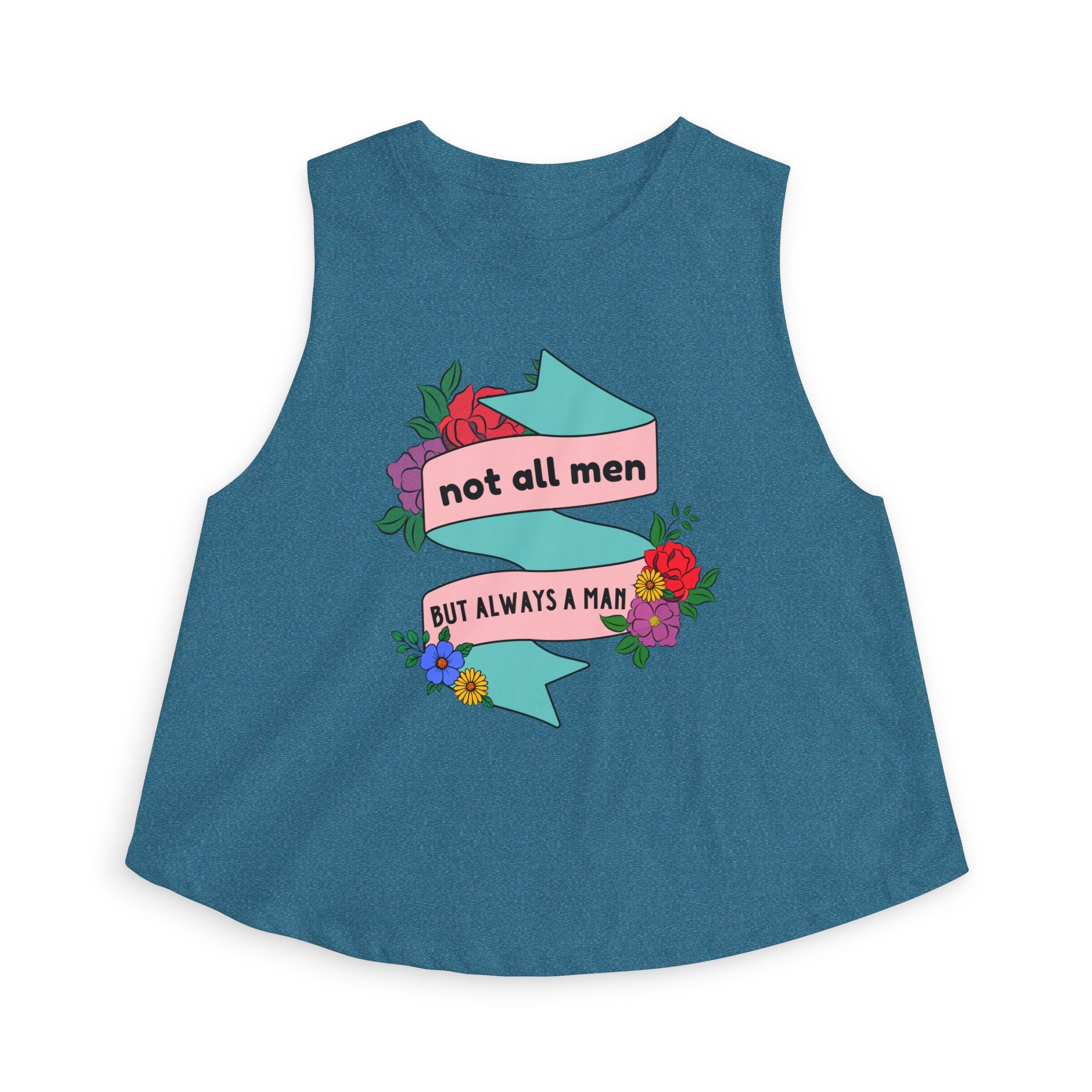 Not All Men Feminist Floral Tattoo Banner Crop Top