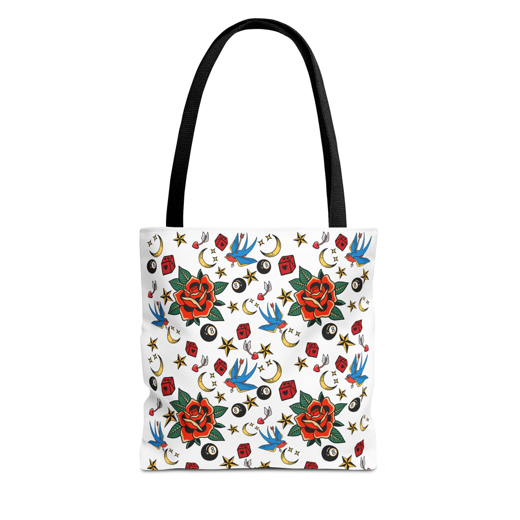 Vintage Tattoo Rose Pattern Tote Bag