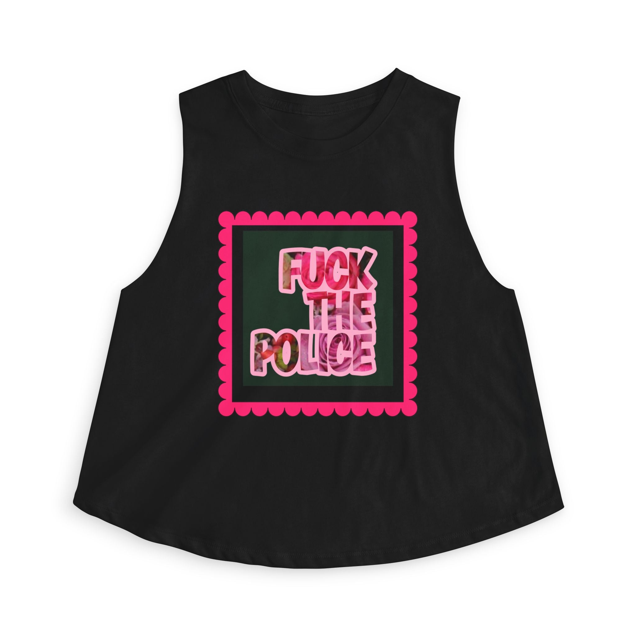 'F*** the Police' Pink Graphic Protest Crop Top Tee