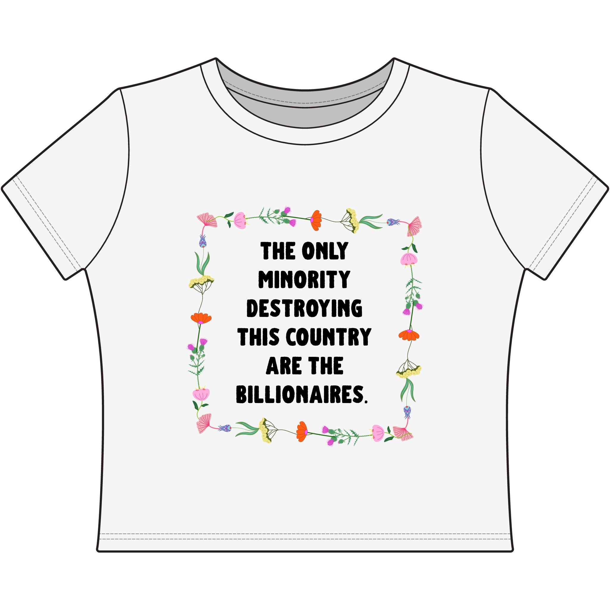 Relevant AF Statement Crop Top - Empathy Human Rights Floral Tee — Women's Baby Tee.