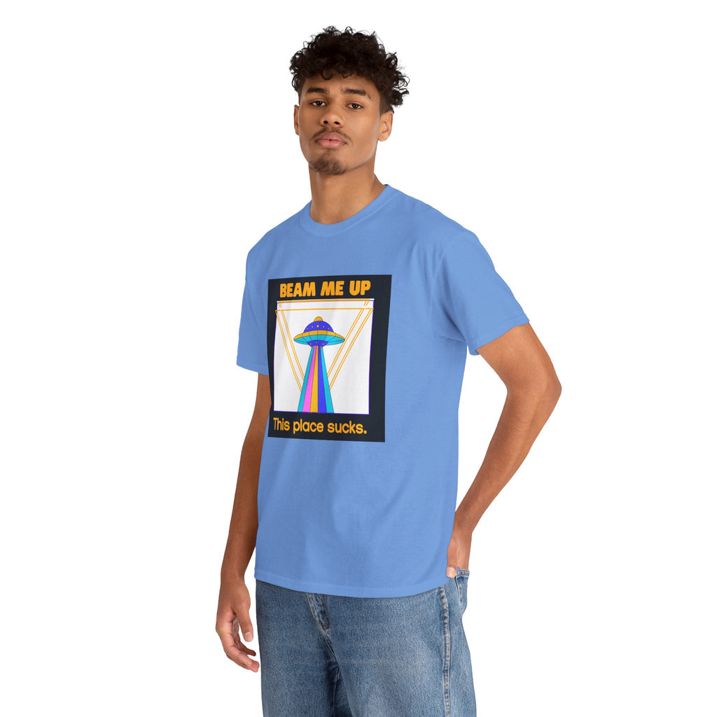 'Beam Me Up' Funny UFO Unisex Cotton T-Shirt