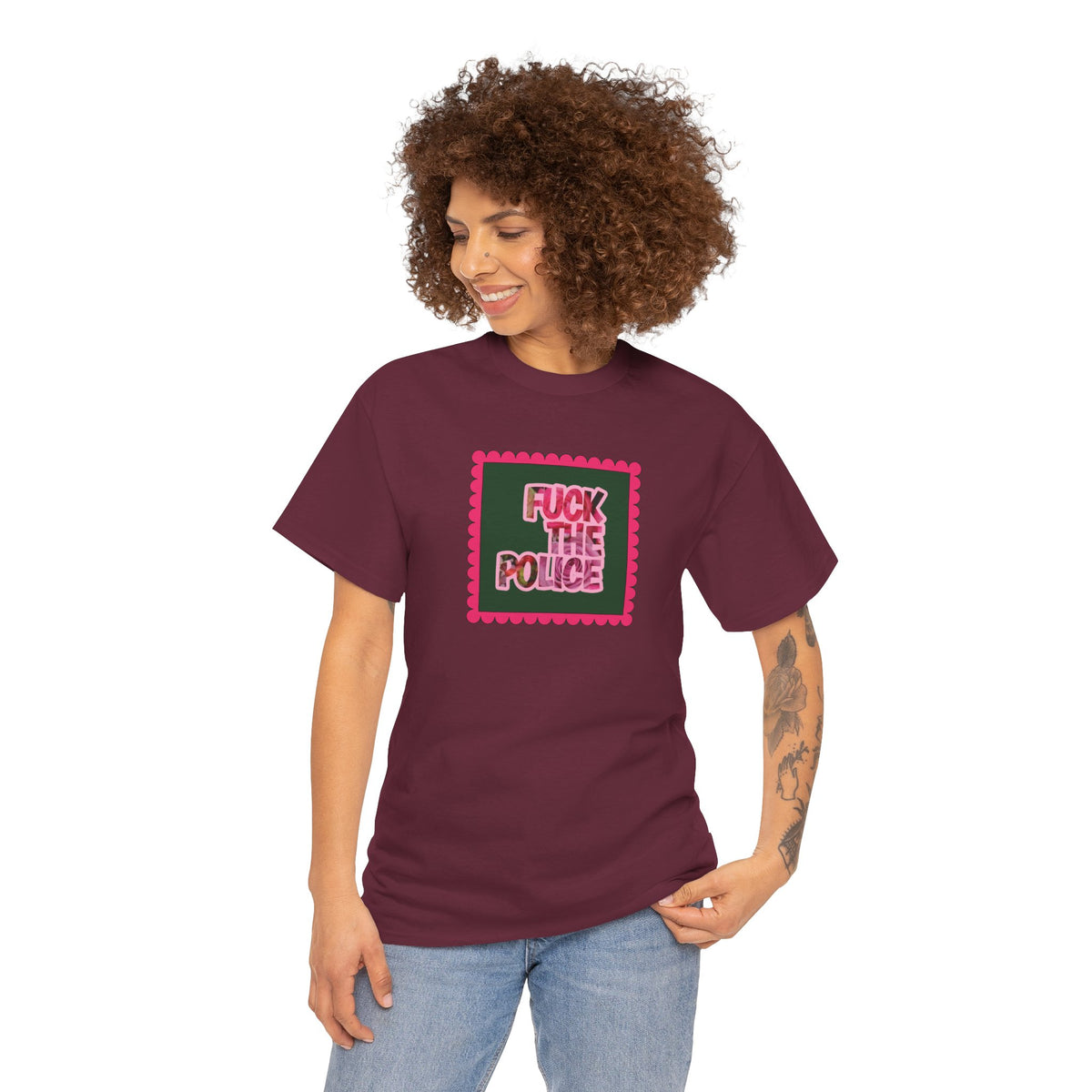 'Fuck The Police' Feminine Protest Graphic Unisex Cotton T-Shirt