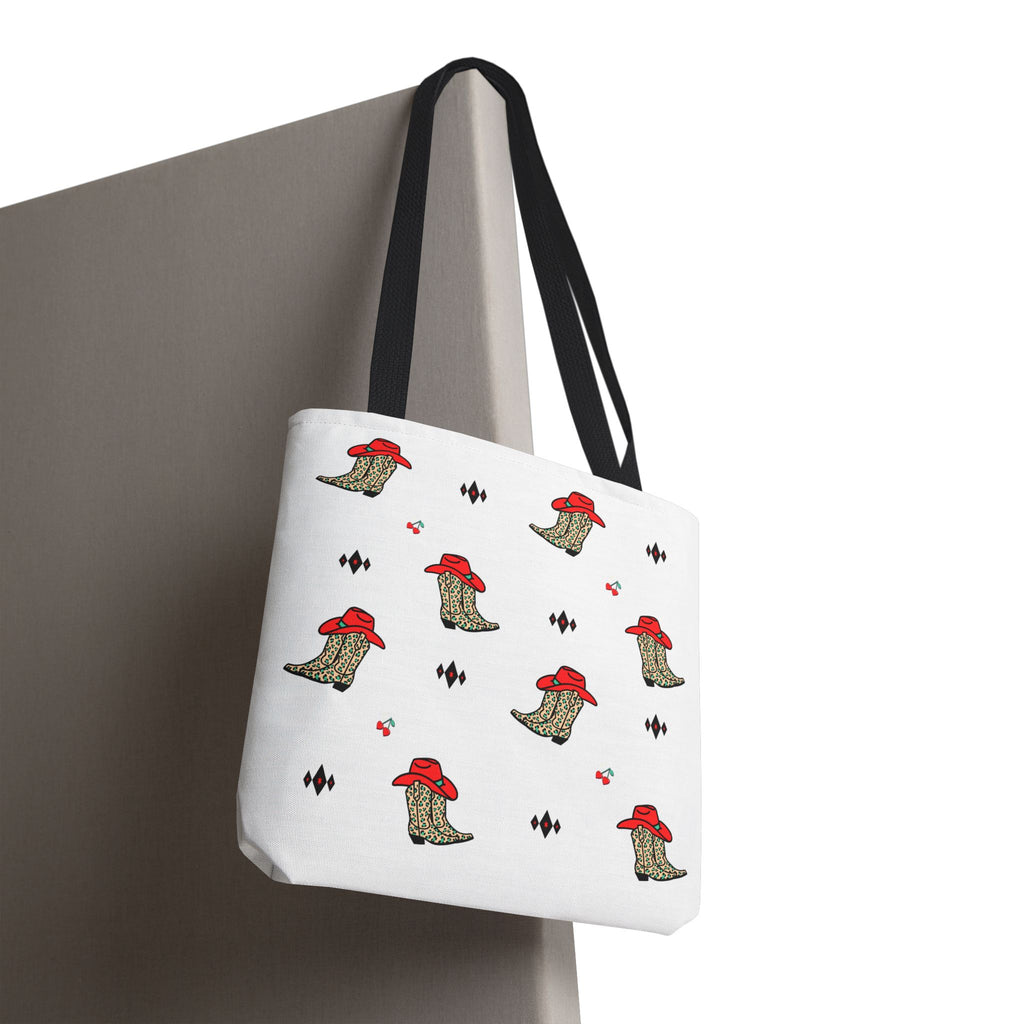 Cowboy Cherry Heart Pattern Tote Bag