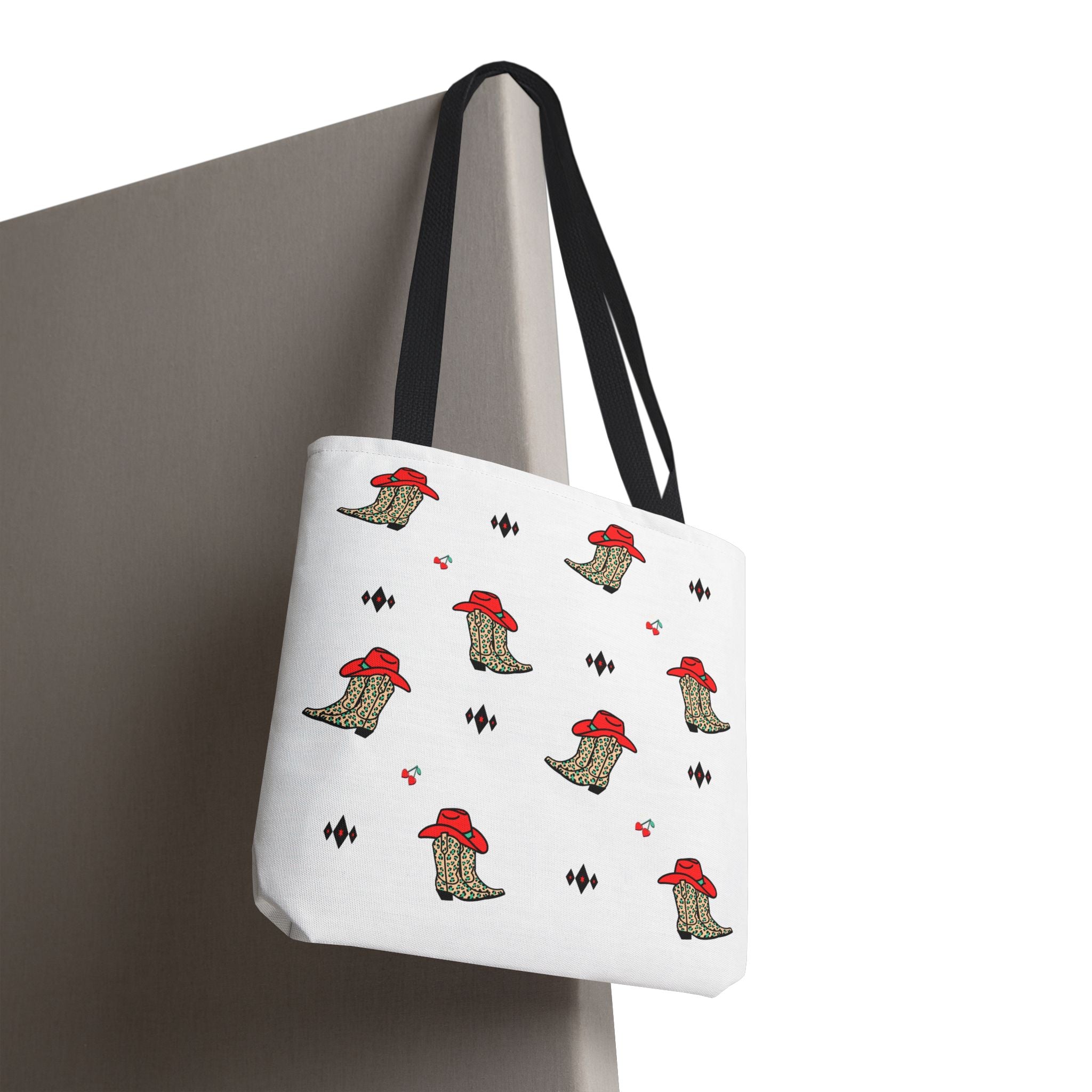 Cowboy Cherry Heart Pattern Tote Bag