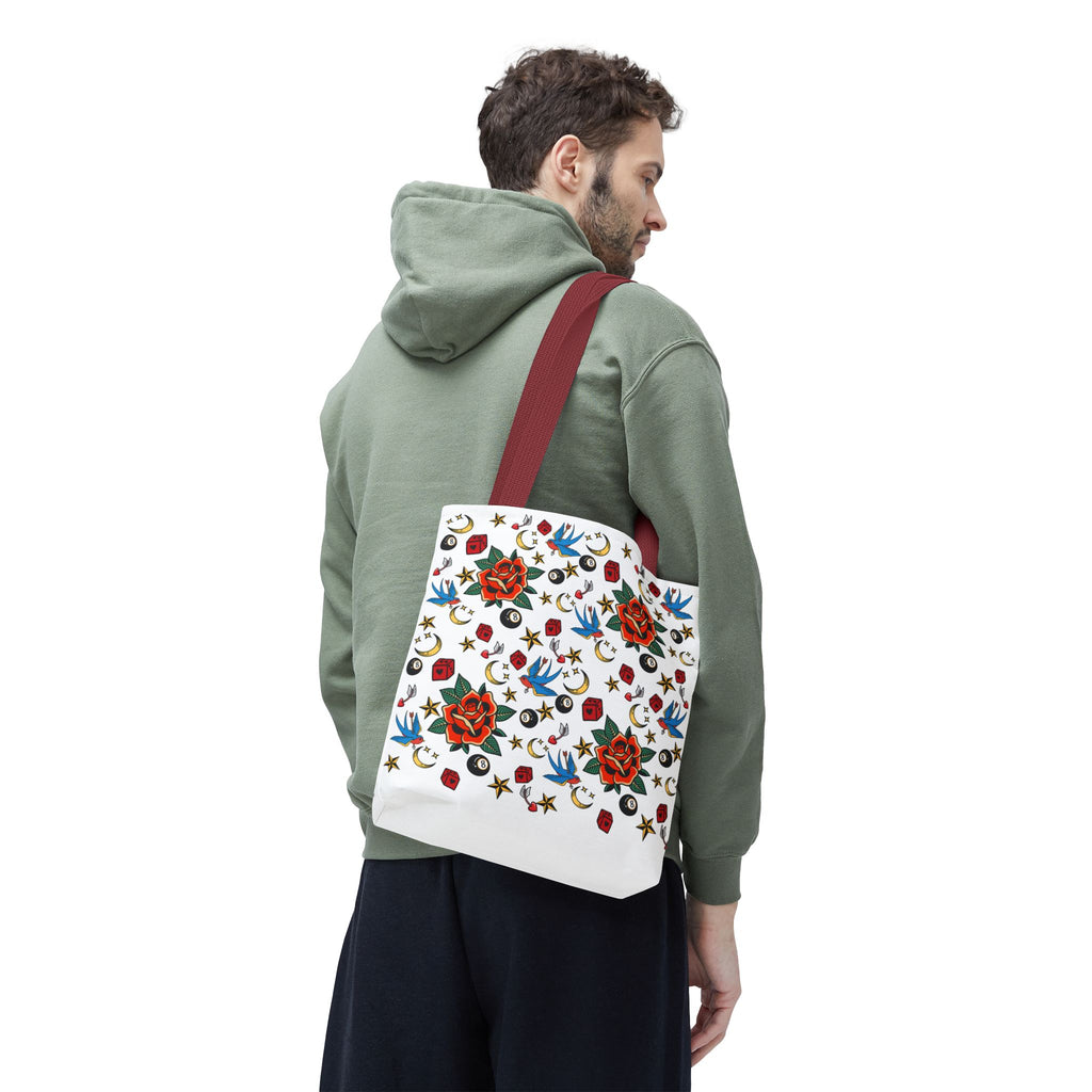Vintage Tattoo Rose Pattern Tote Bag