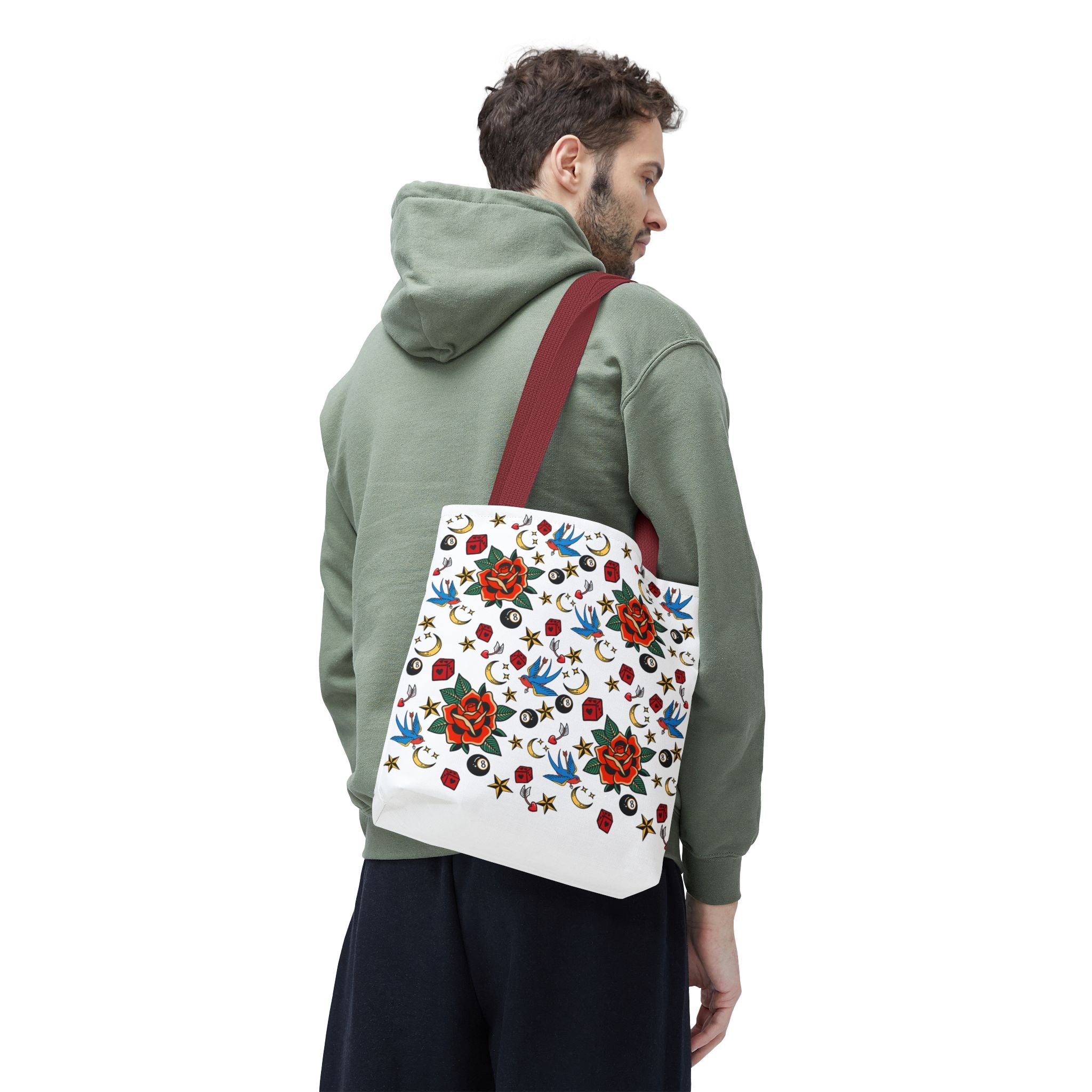 Vintage Tattoo Rose Pattern Tote Bag