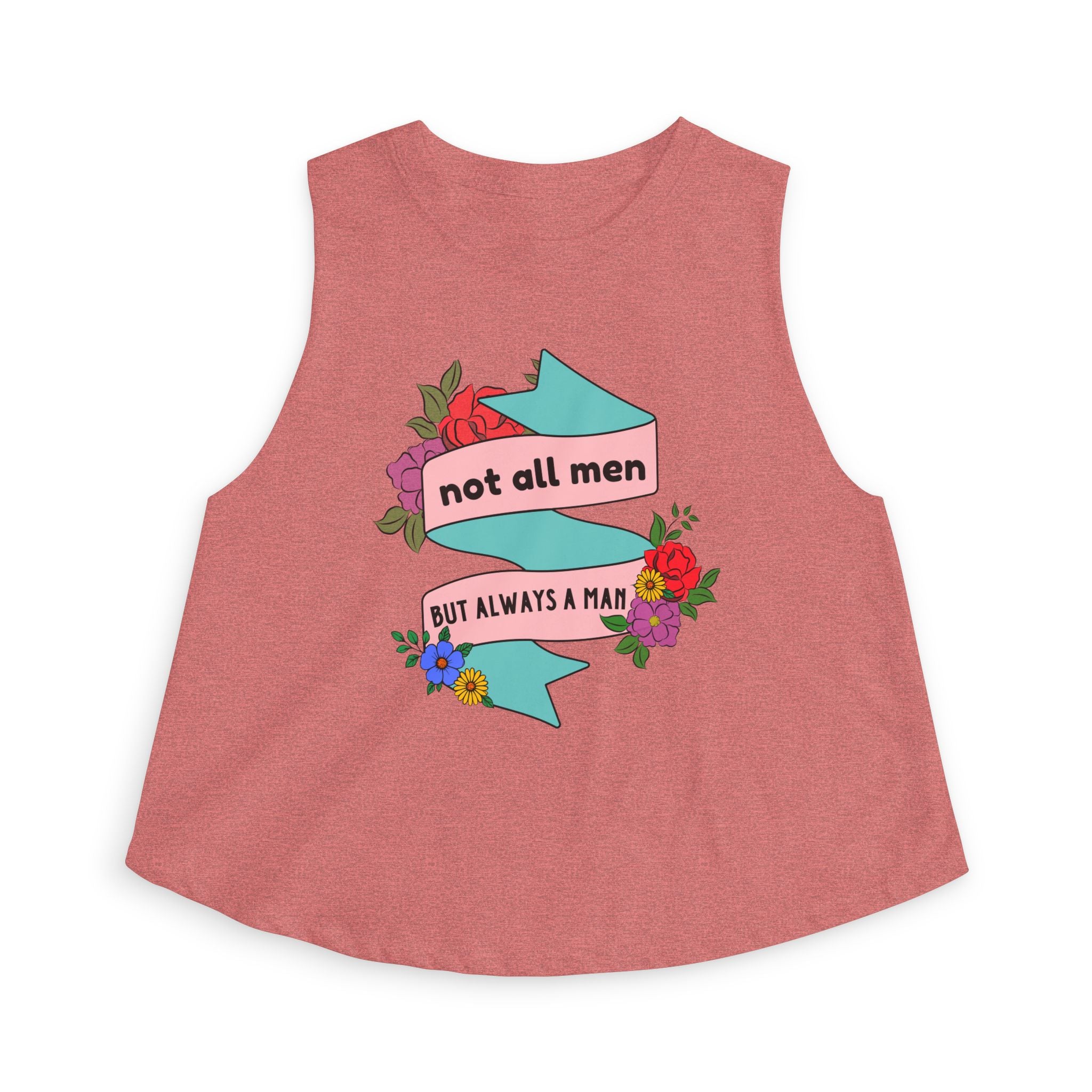 Not All Men Feminist Floral Tattoo Banner Crop Top