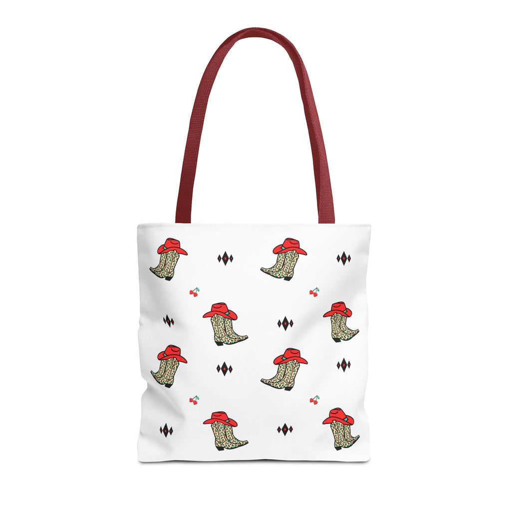 Cowboy Cherry Heart Pattern Tote Bag
