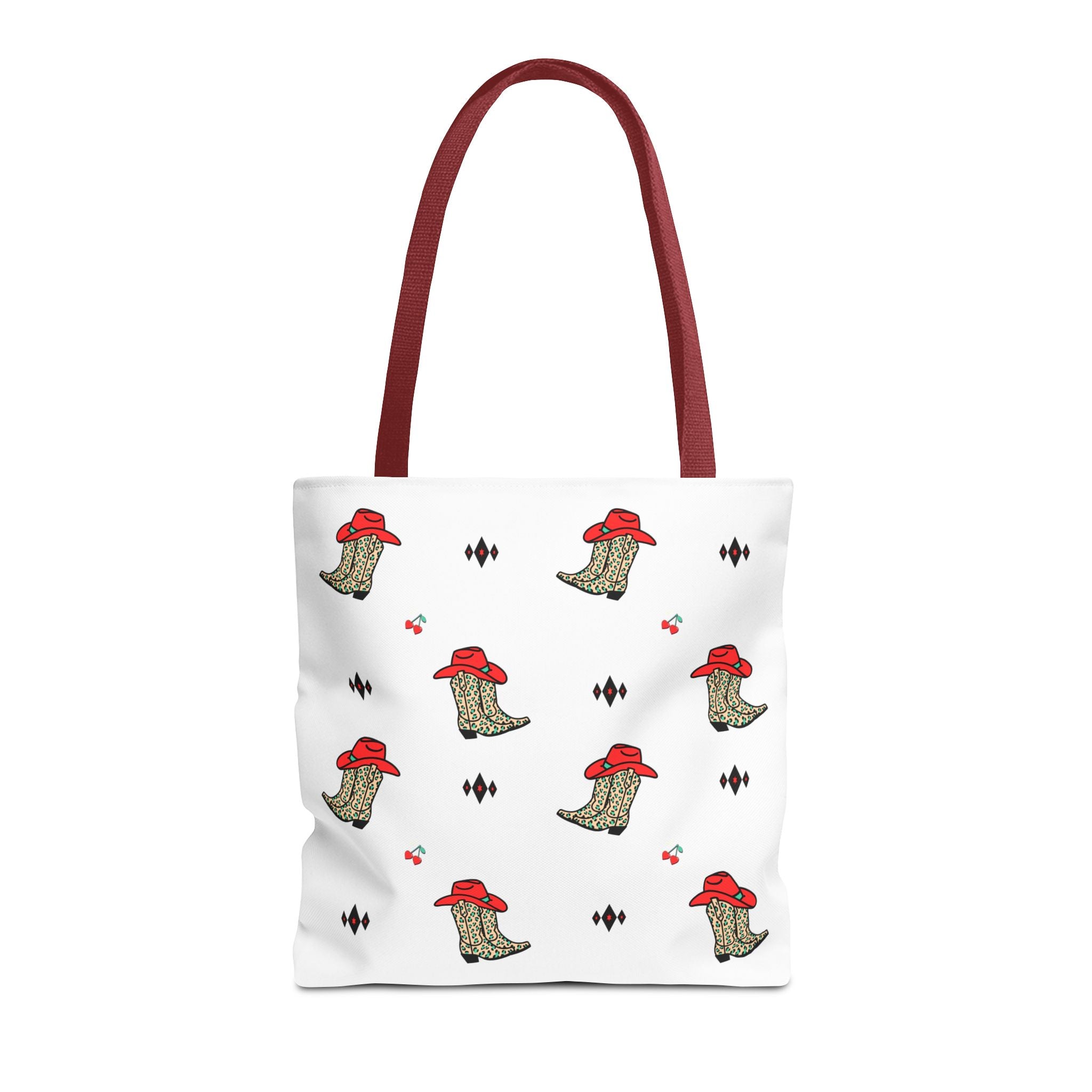 Cowboy Cherry Heart Pattern Tote Bag